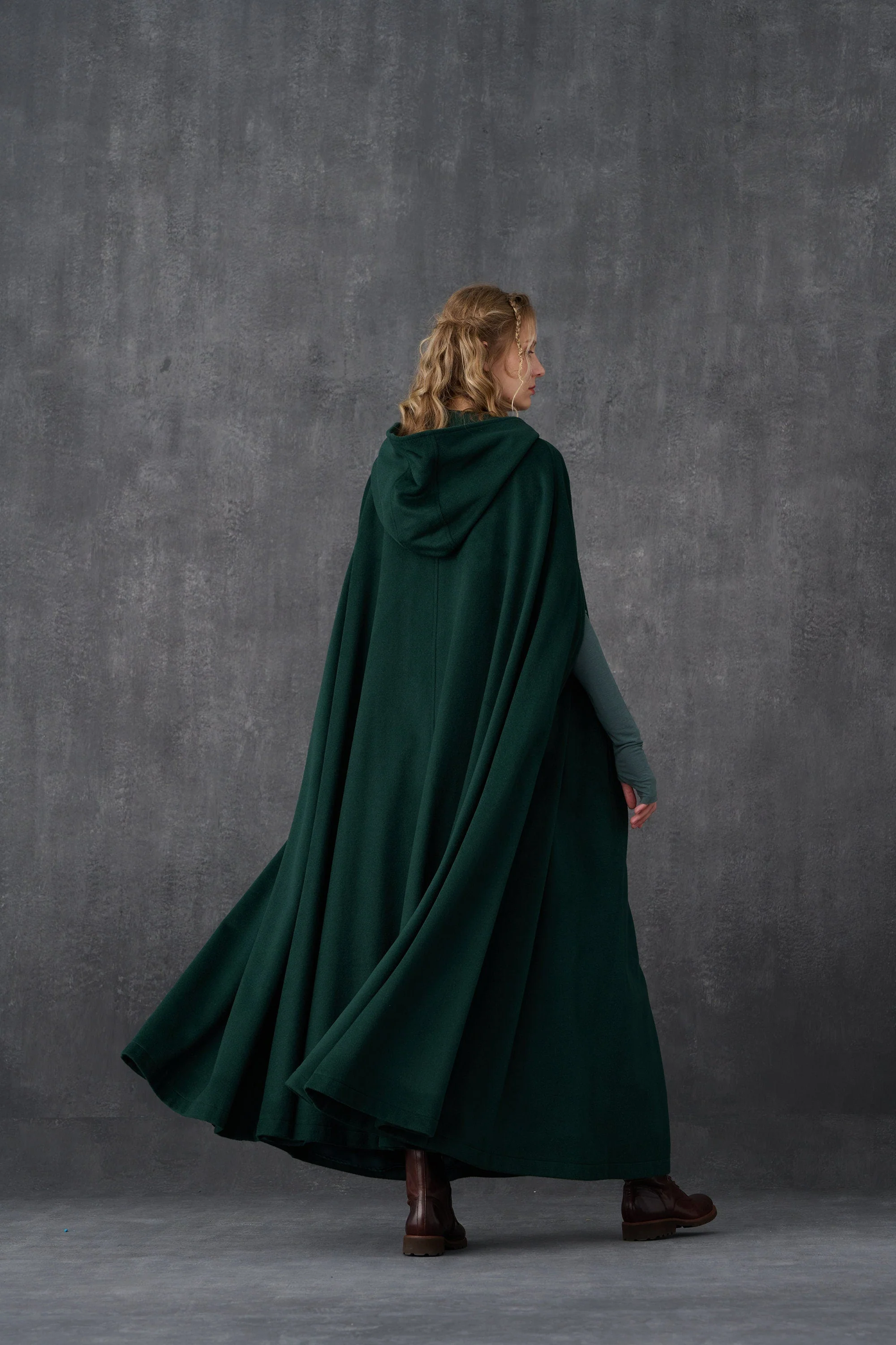 ARIEL 14 | HOODED WOOL CLOAK COAT - Image 9