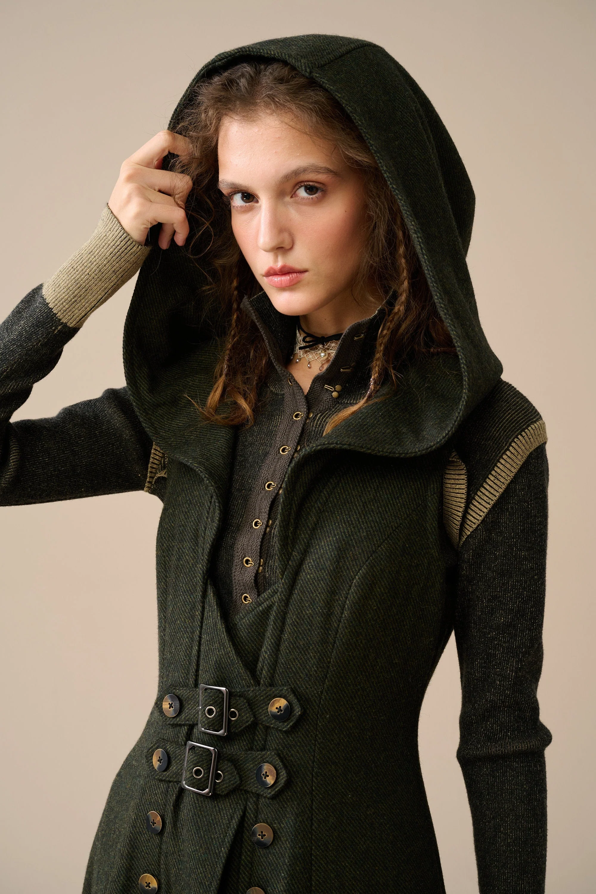 Patricia 21| hooded corset wool dress - Image 10