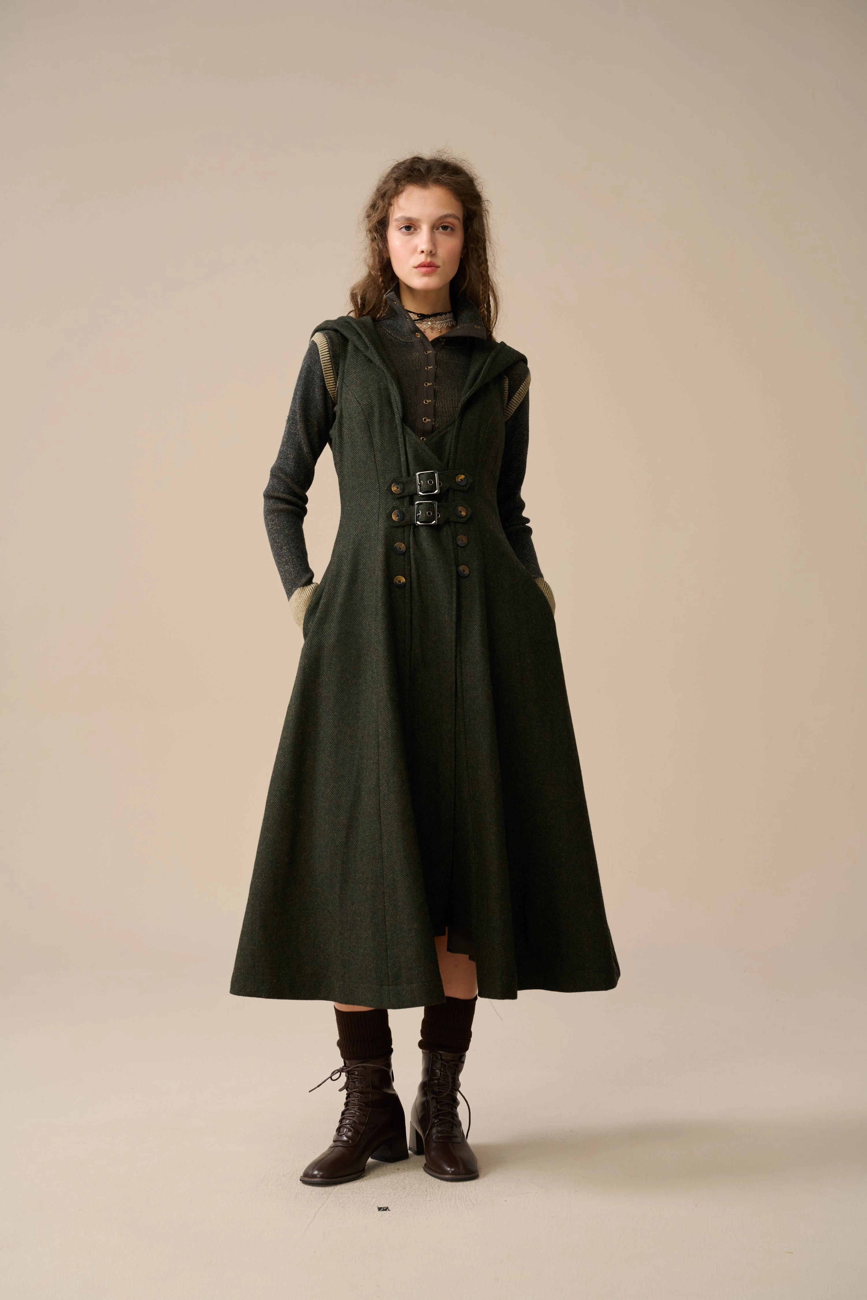 Patricia 21| hooded corset wool dress - Image 14
