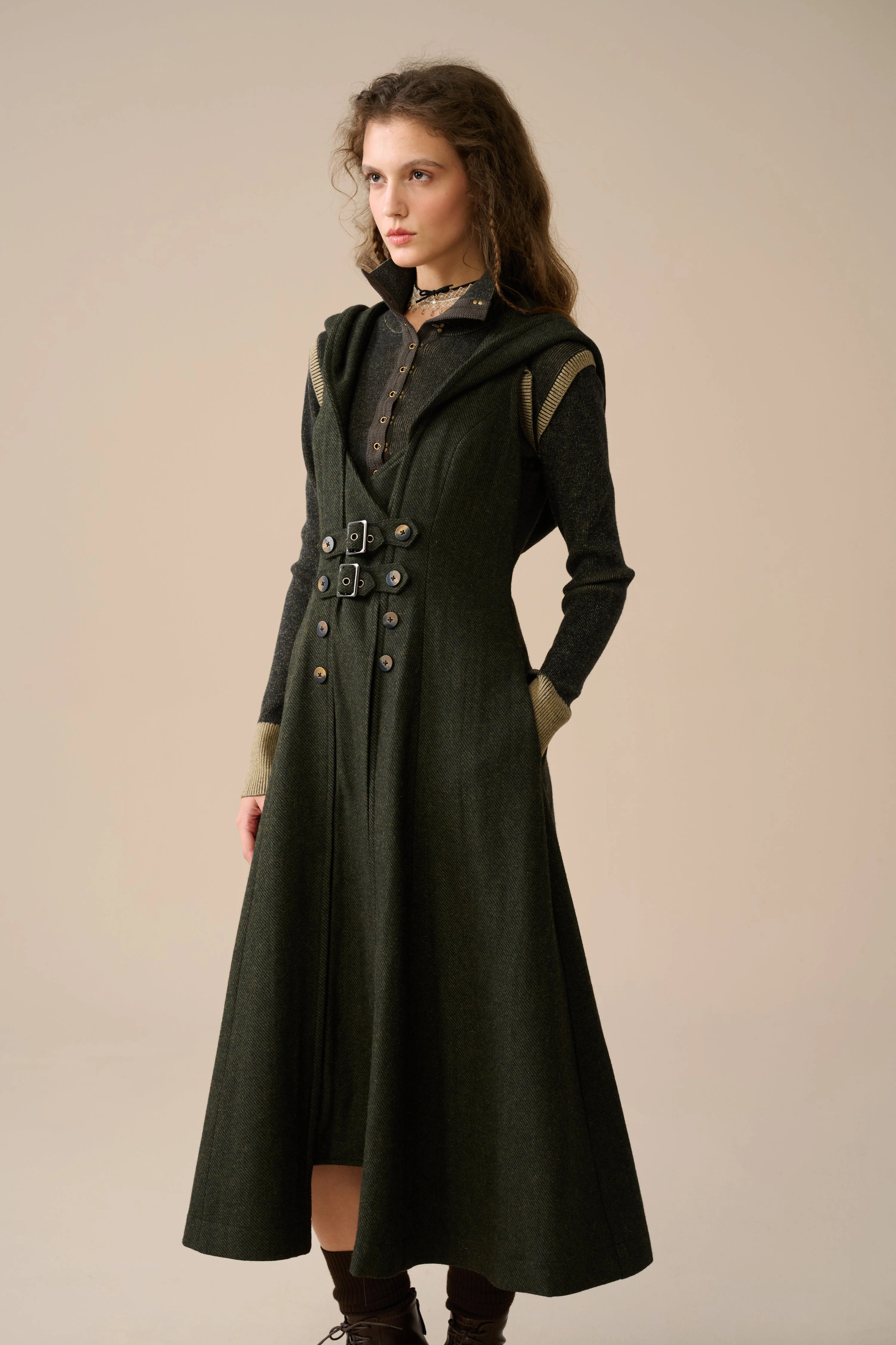 Patricia 21| hooded corset wool dress - Image 17
