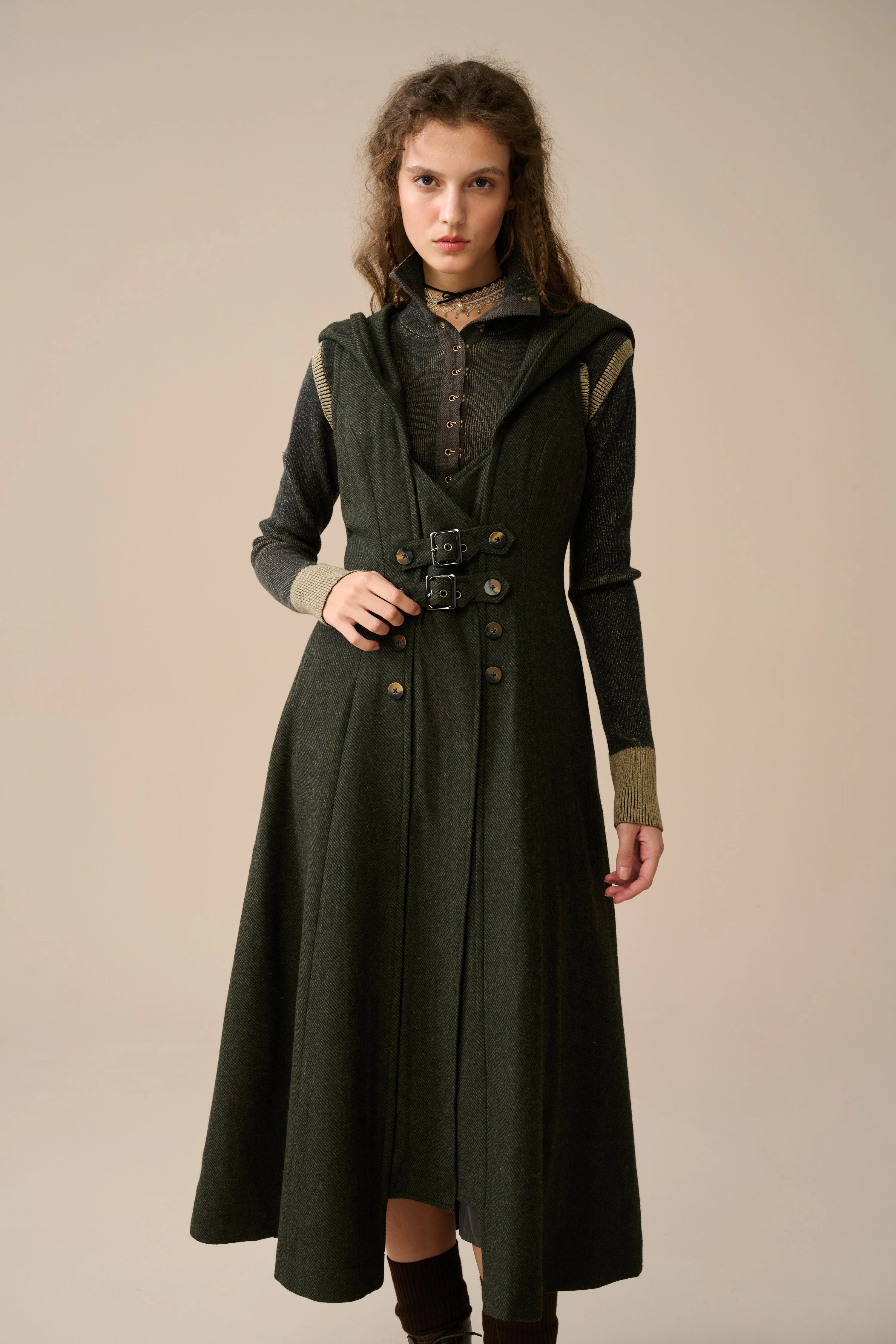Patricia 21| hooded corset wool dress - Image 18