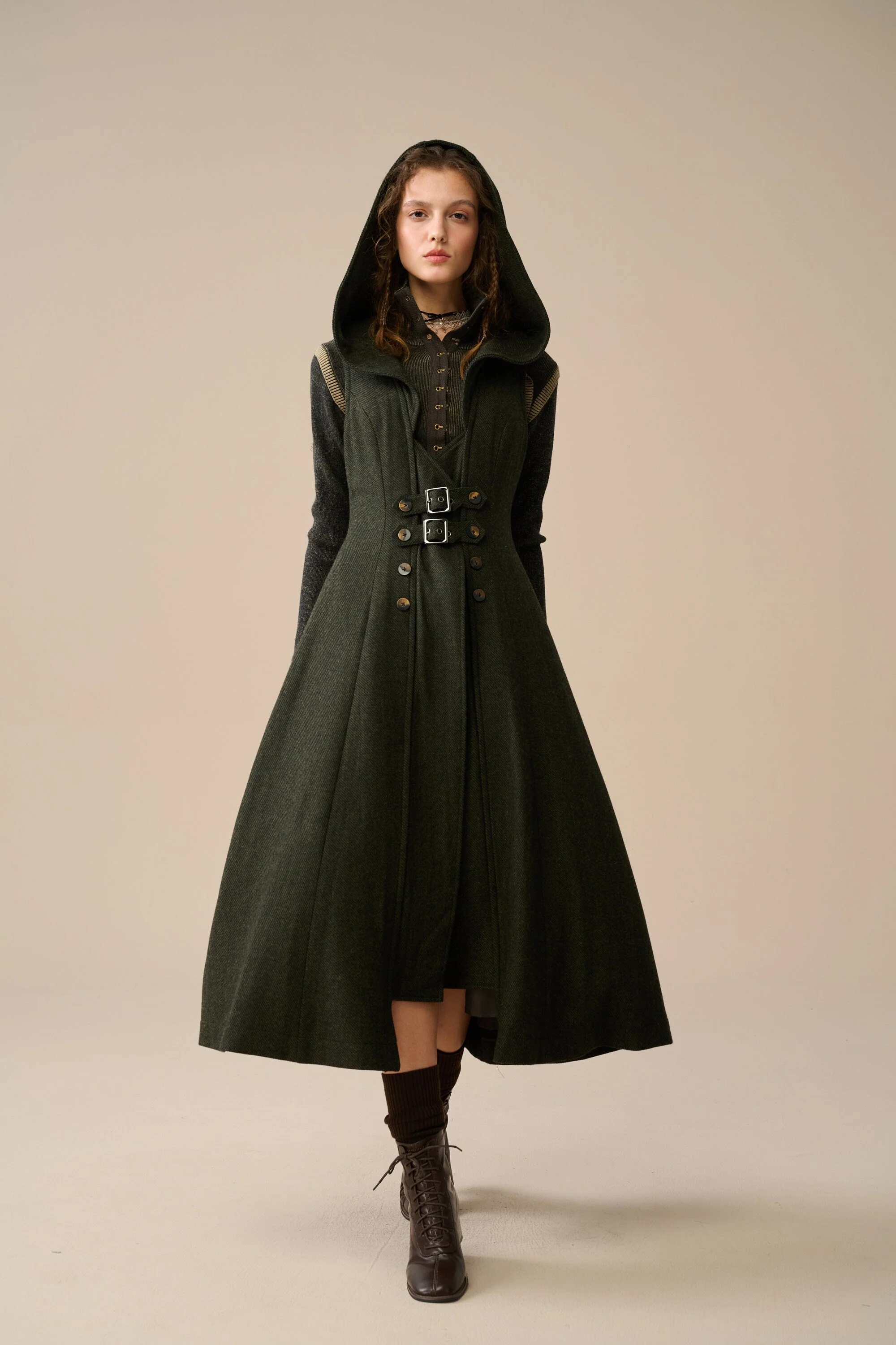 Patricia 21| hooded corset wool dress - Image 9
