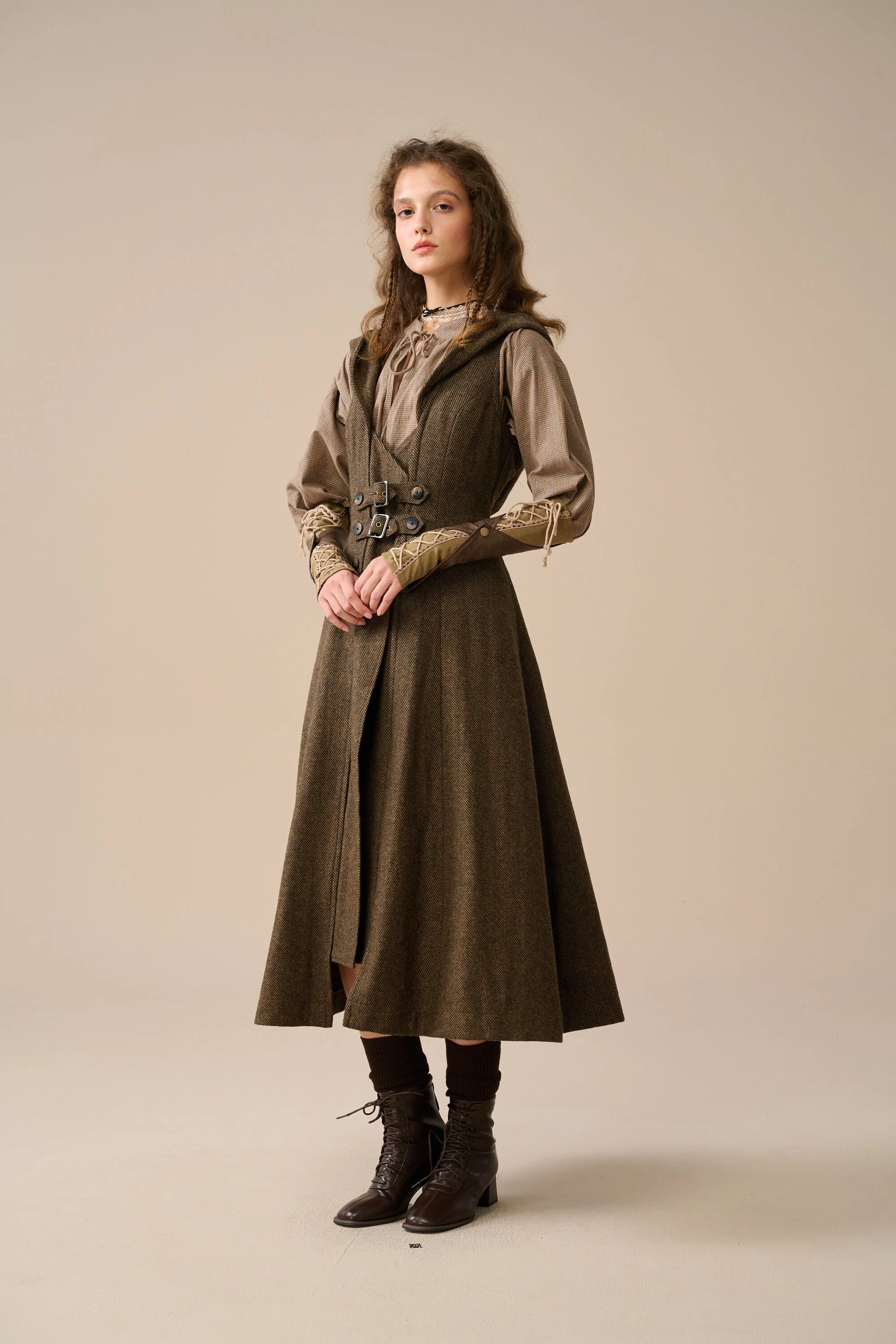 Patricia 21| hooded corset wool dress - Image 3