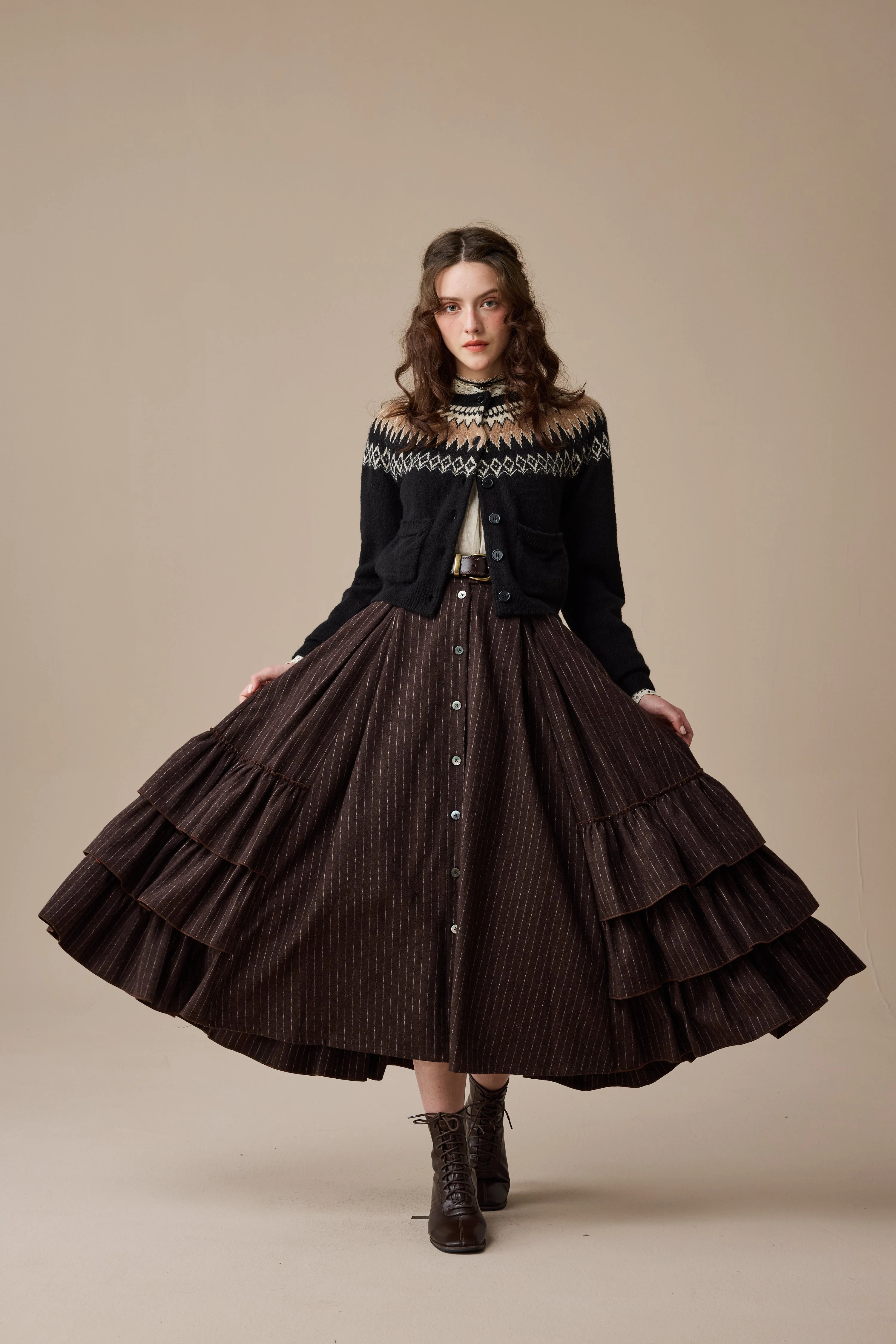Kaite 18 |ruffled maxi wool skirt - Image 13
