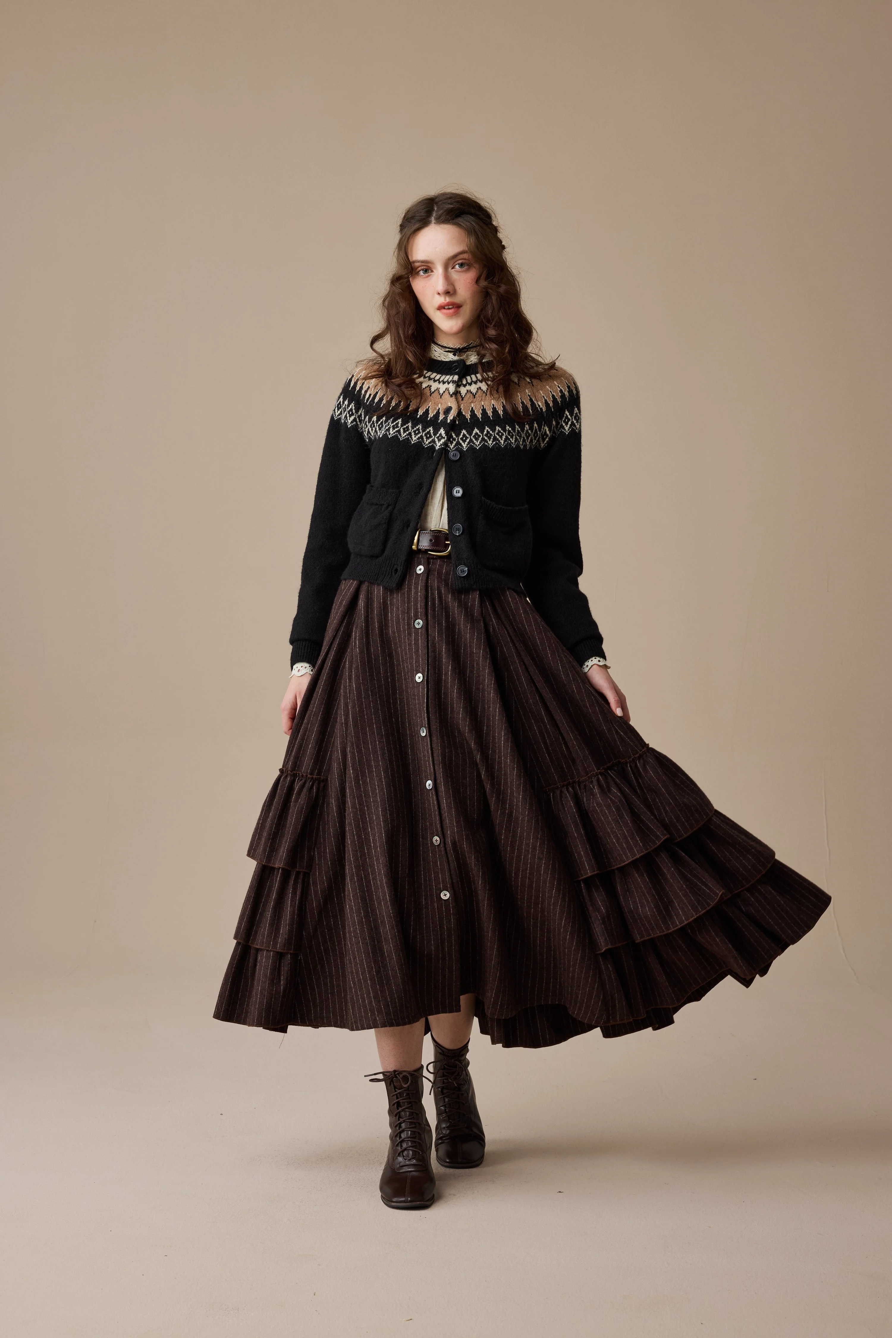Kaite 18 |ruffled maxi wool skirt - Image 14