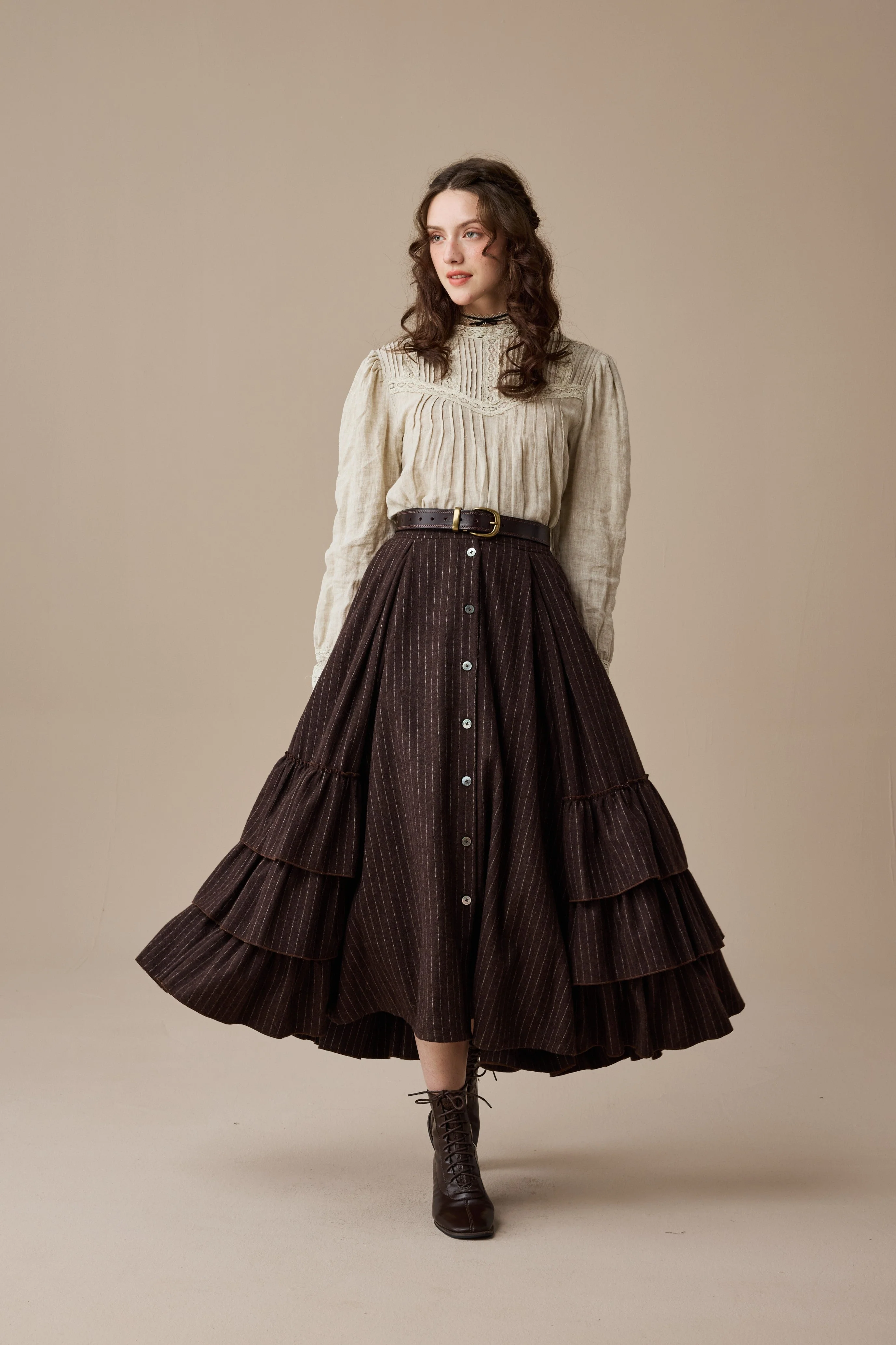 Kaite 18 |ruffled maxi wool skirt - Image 15