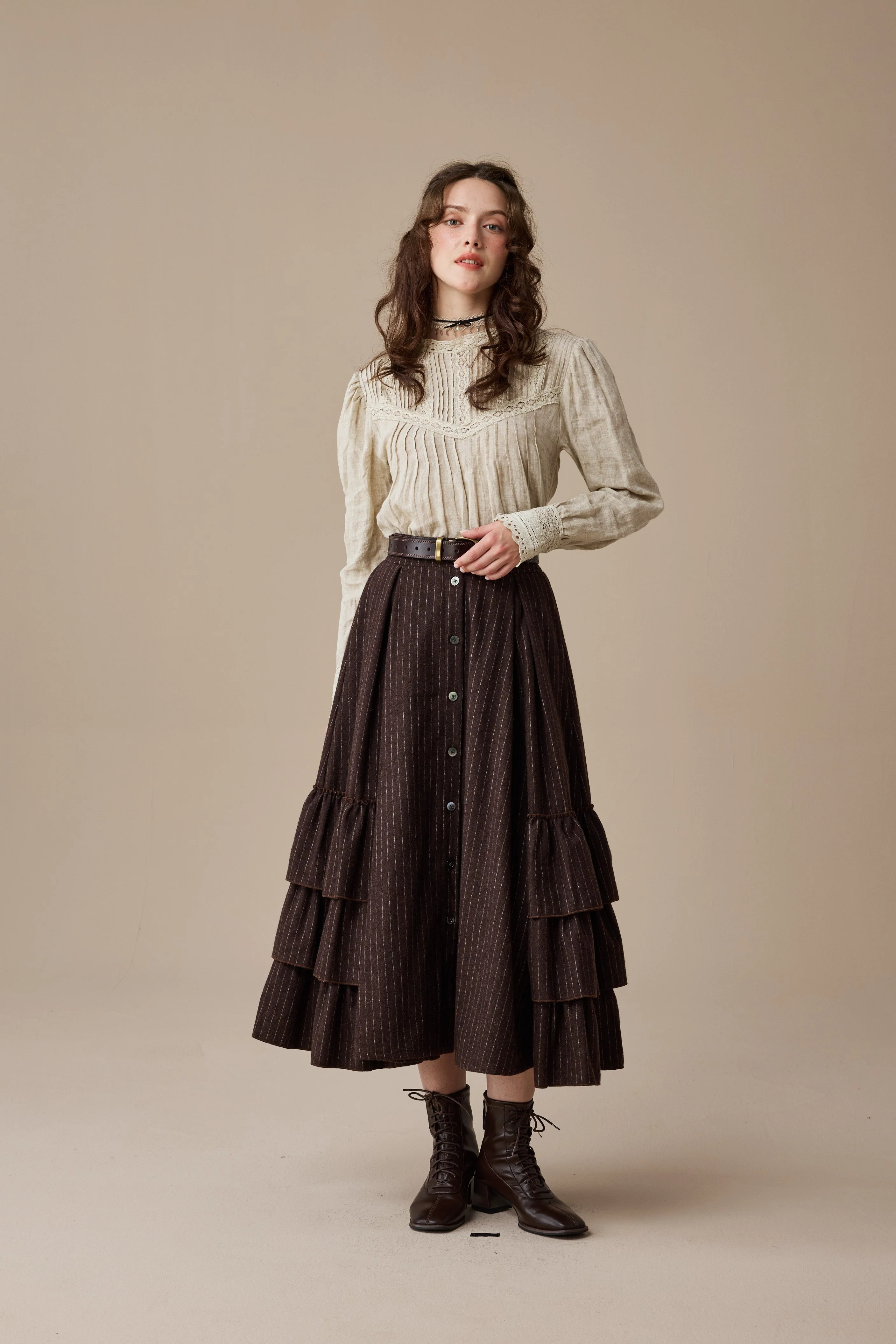 Kaite 18 |ruffled maxi wool skirt - Image 16