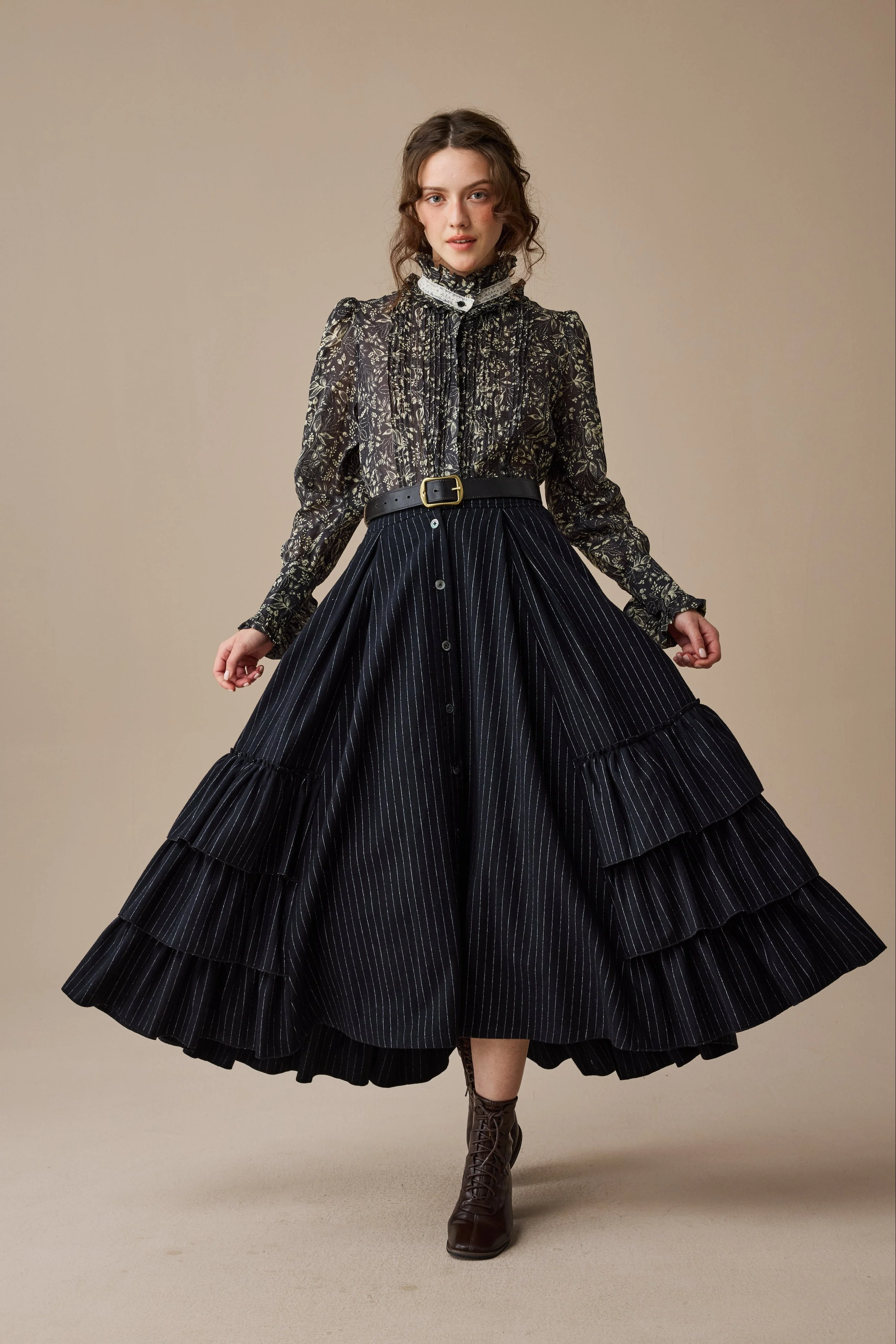Kaite 18 |ruffled maxi wool skirt - Image 2