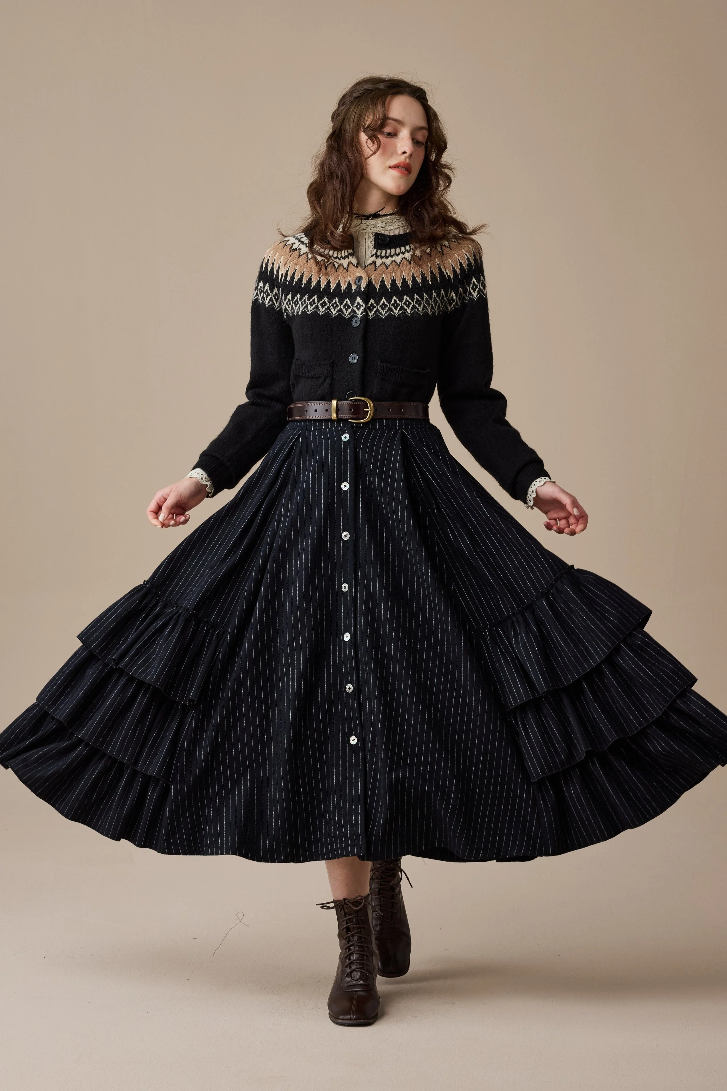 Kaite 18 |ruffled maxi wool skirt - Image 3