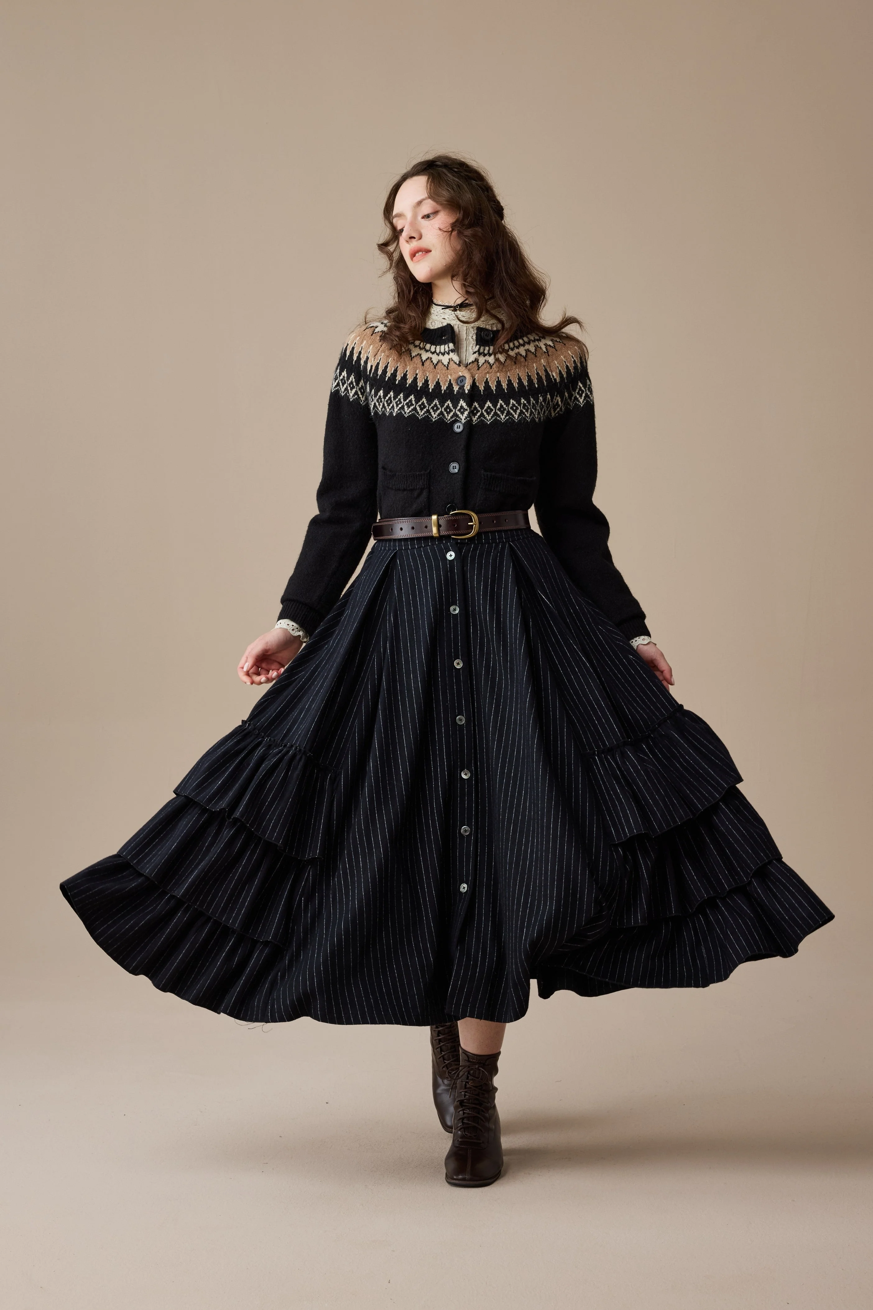 Kaite 18 |ruffled maxi wool skirt - Image 4