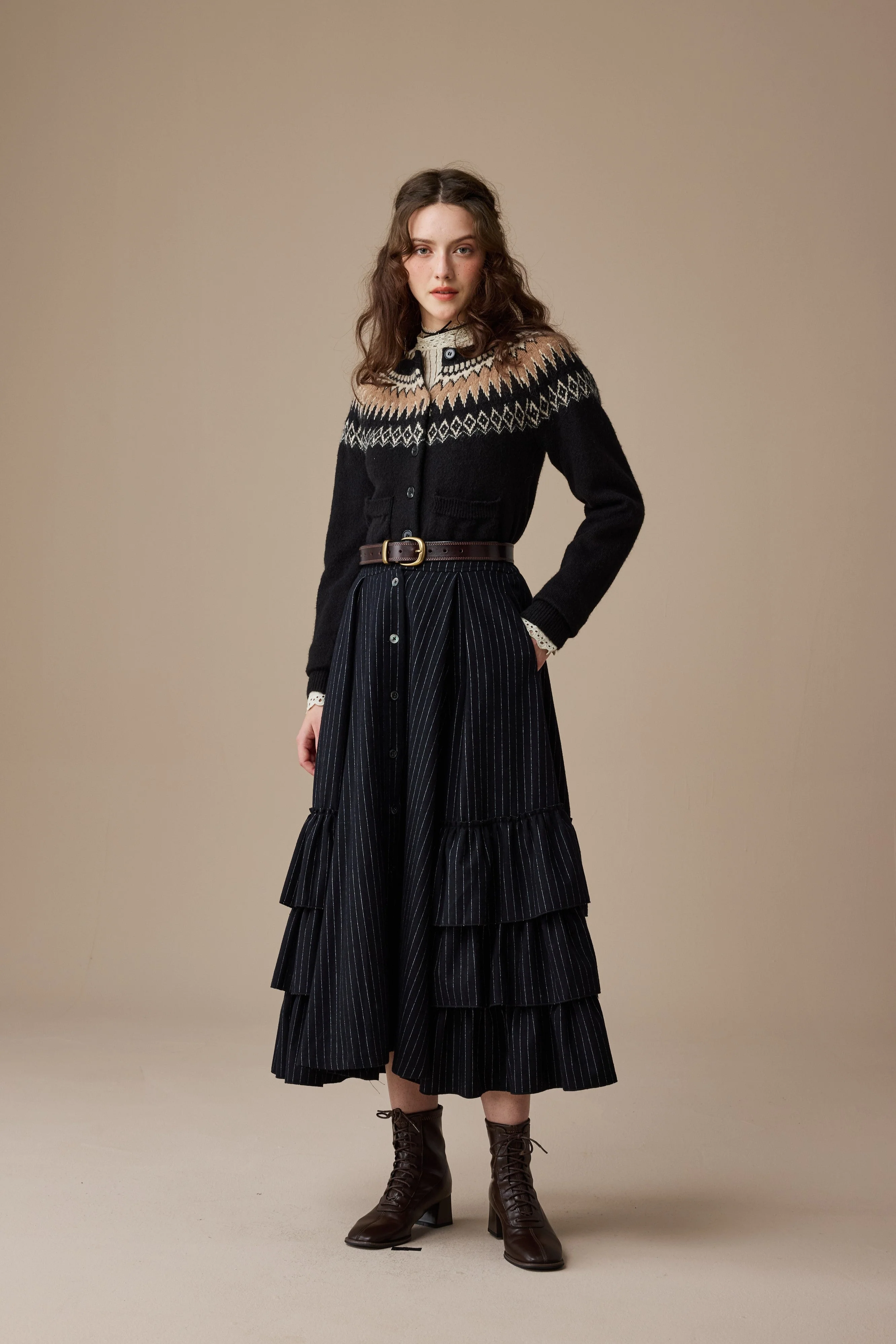 Kaite 18 |ruffled maxi wool skirt - Image 5