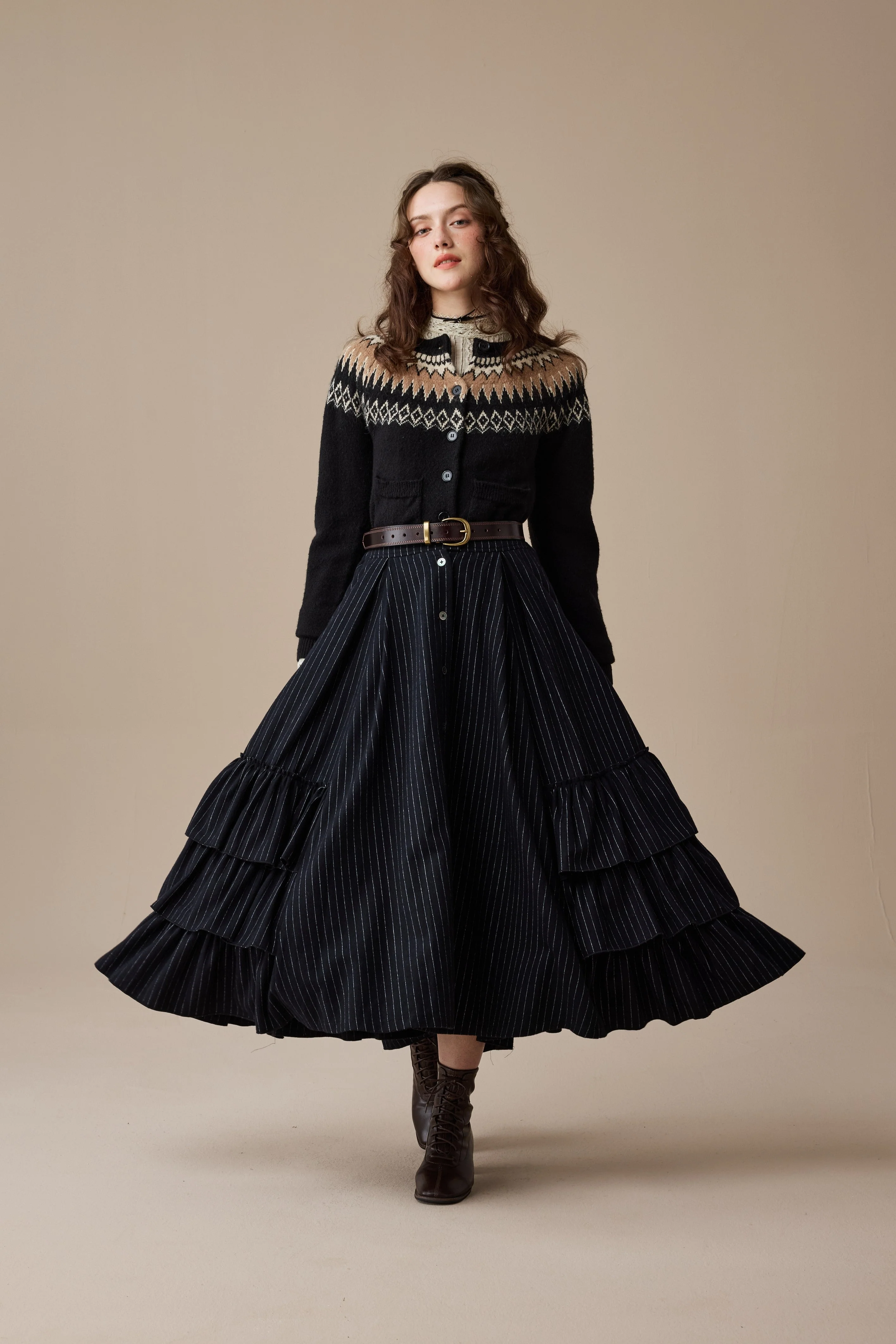 Kaite 18 |ruffled maxi wool skirt - Image 8