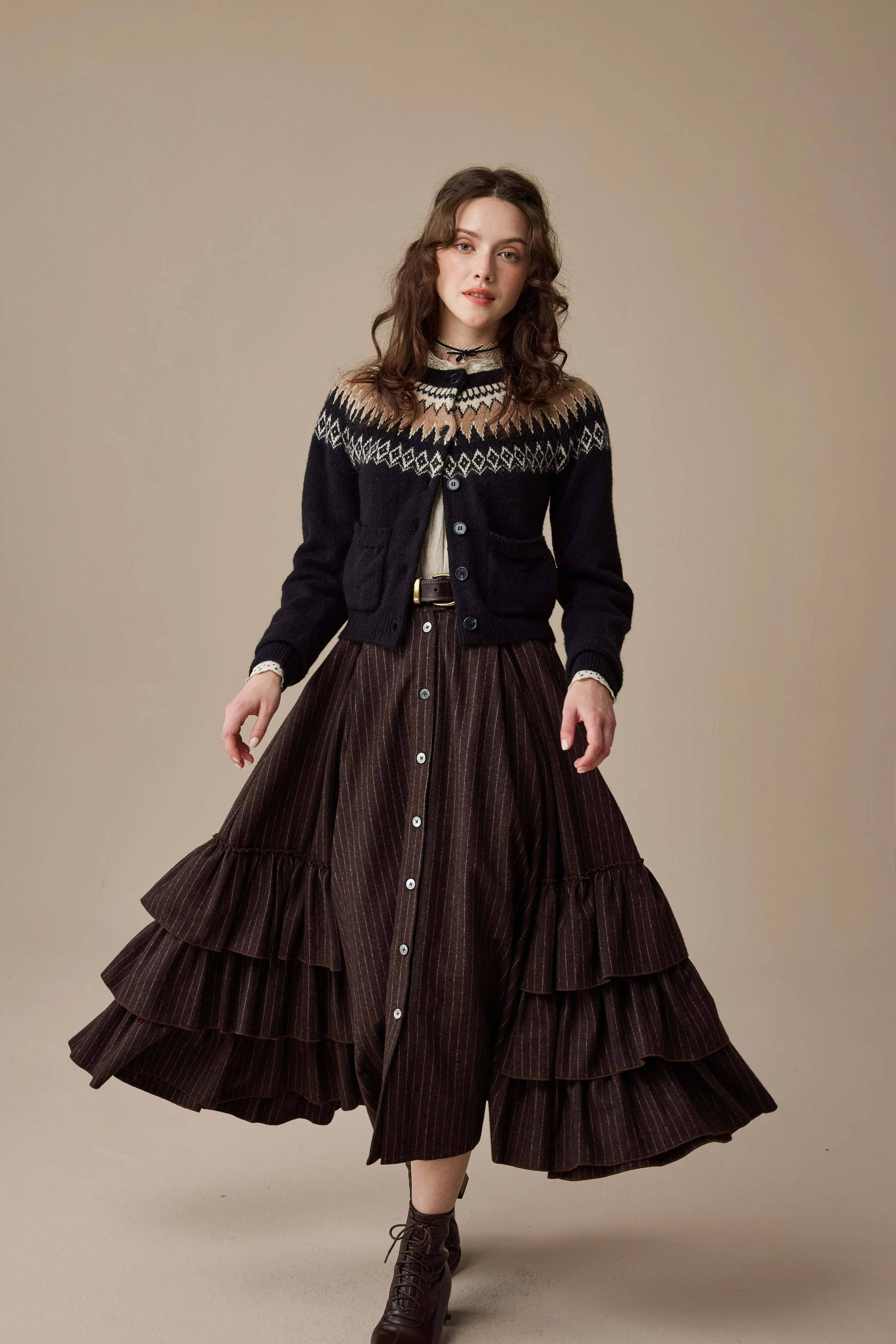 Kaite 18 |ruffled maxi wool skirt - Image 12