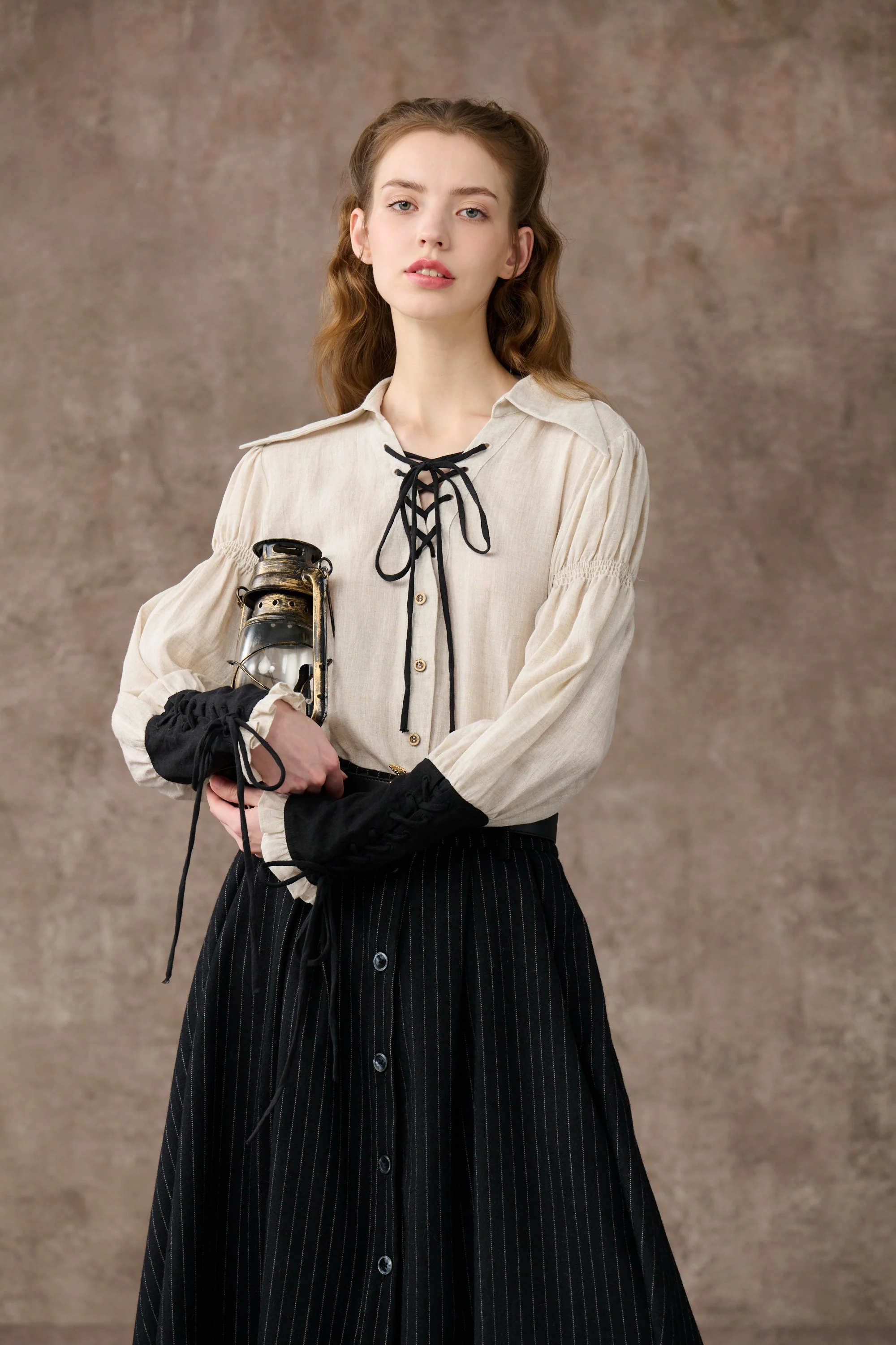 SARAH 17 | LACE-UP LINEN SHIRT - Image 10