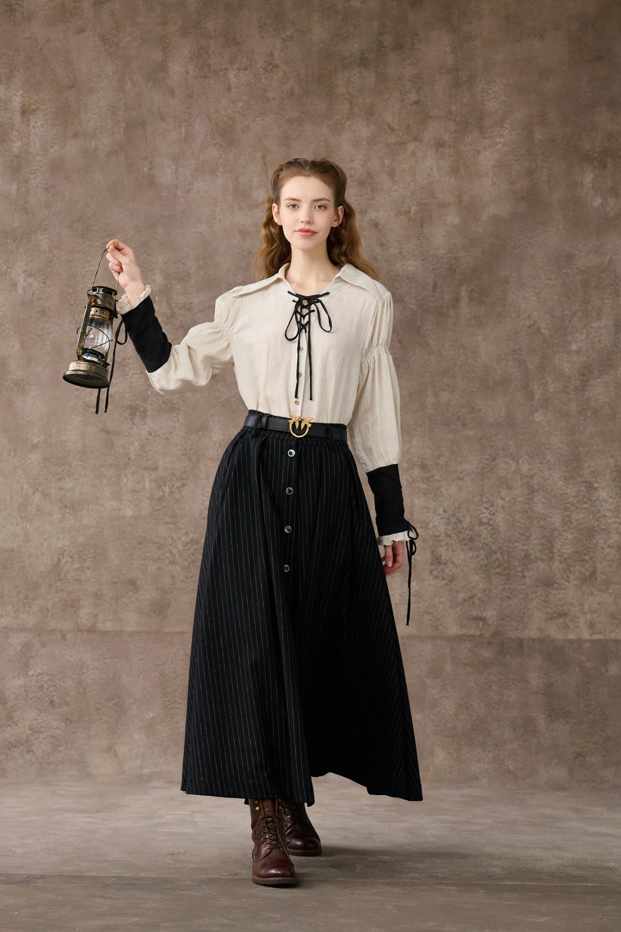 SARAH 17 | LACE-UP LINEN SHIRT - Image 12