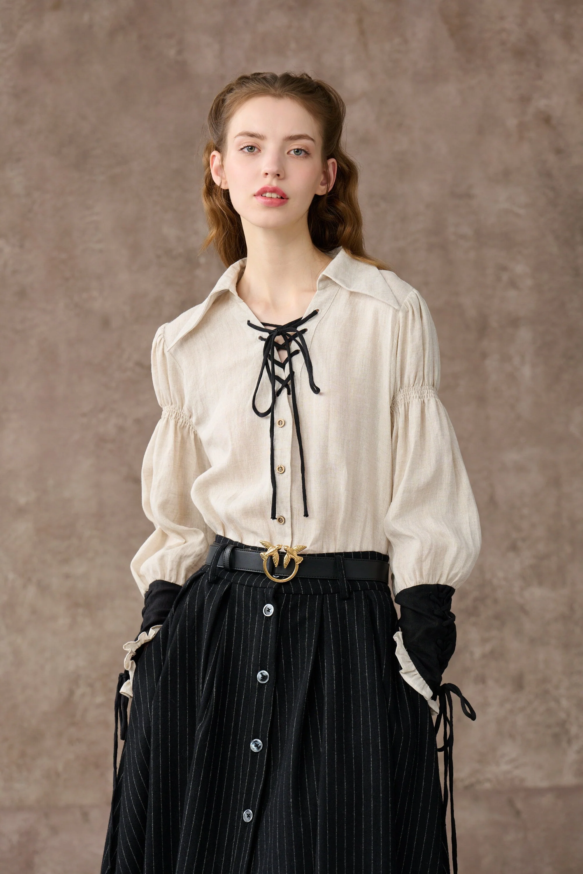SARAH 17 | LACE-UP LINEN SHIRT - Image 14