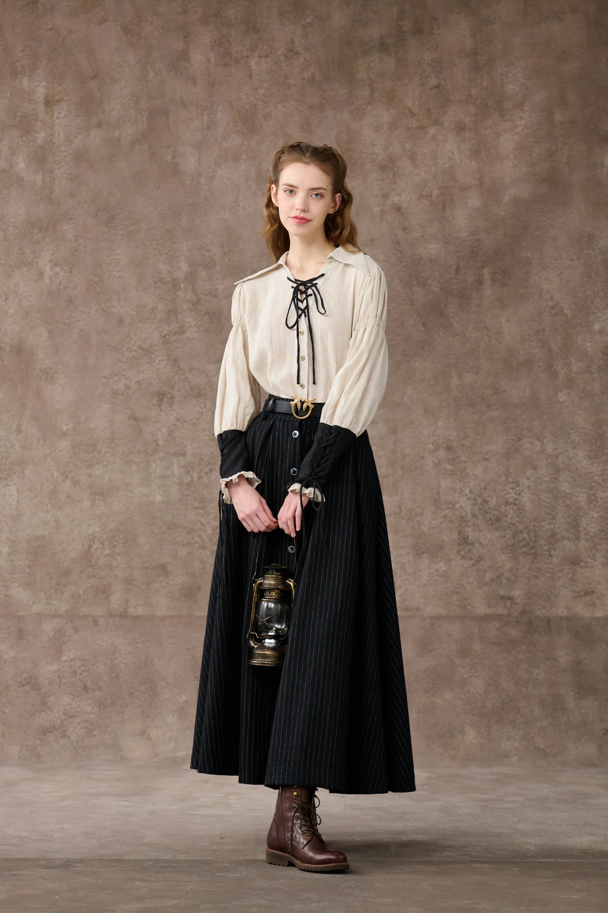 SARAH 17 | LACE-UP LINEN SHIRT - Image 17