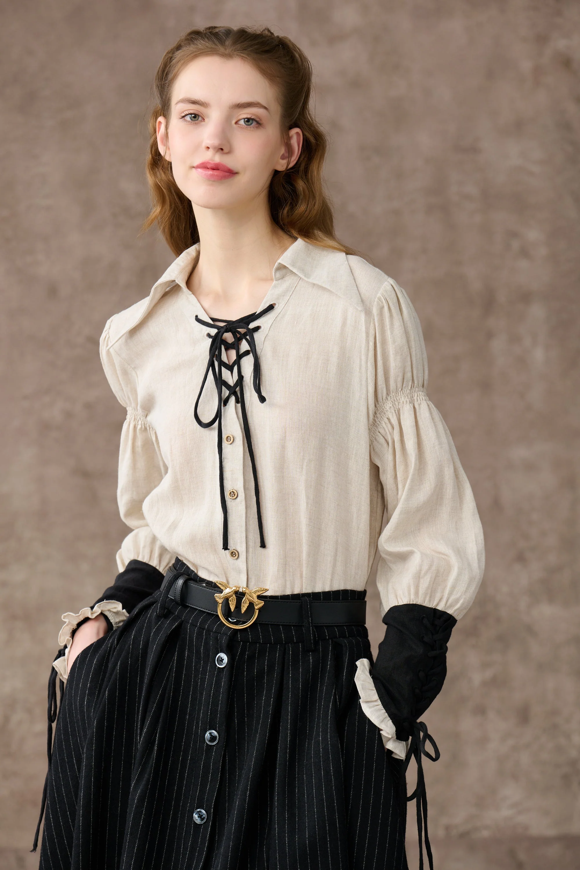 SARAH 17 | LACE-UP LINEN SHIRT - Image 20