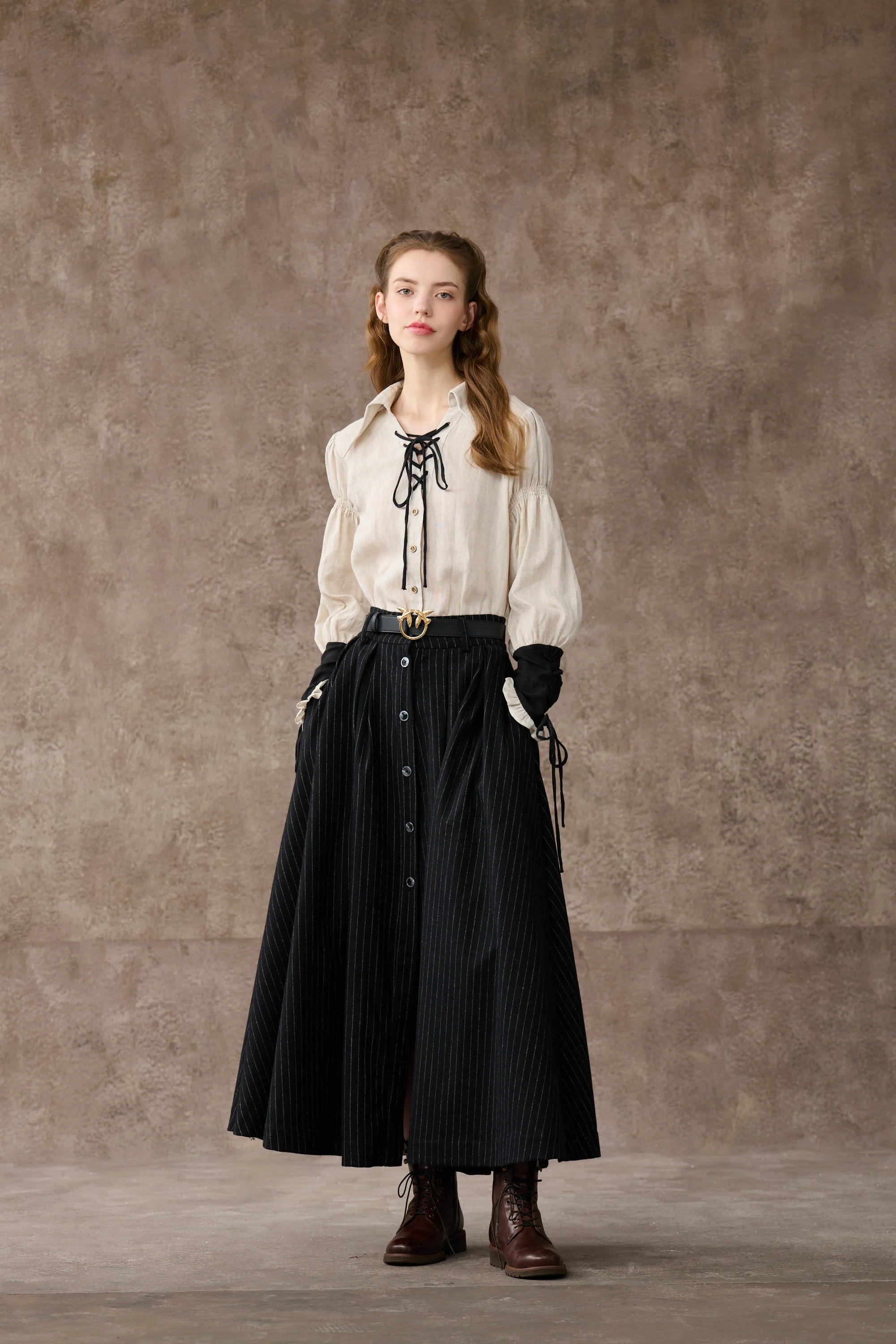 SARAH 17 | LACE-UP LINEN SHIRT - Image 21