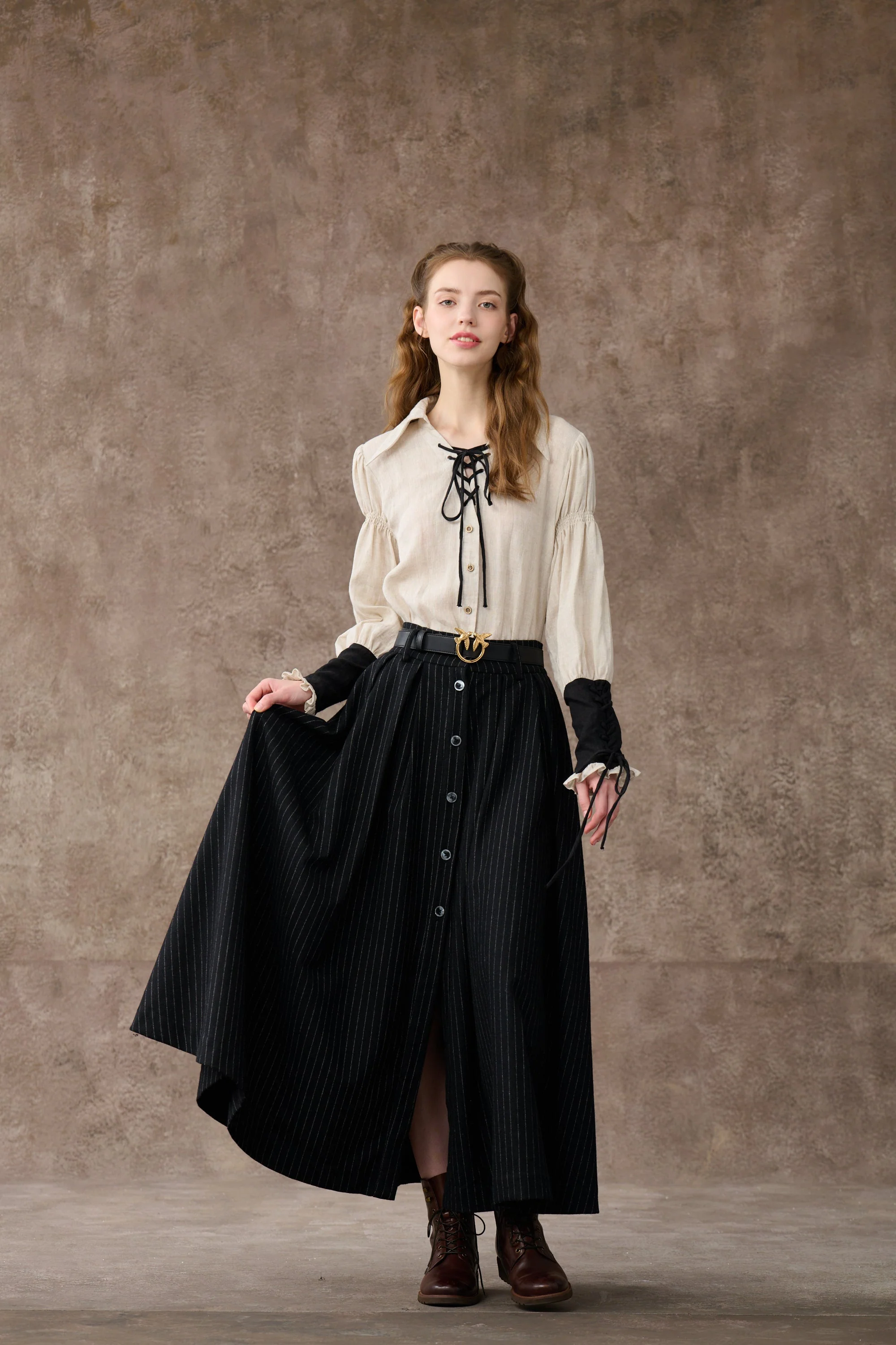 SARAH 17 | LACE-UP LINEN SHIRT - Image 22