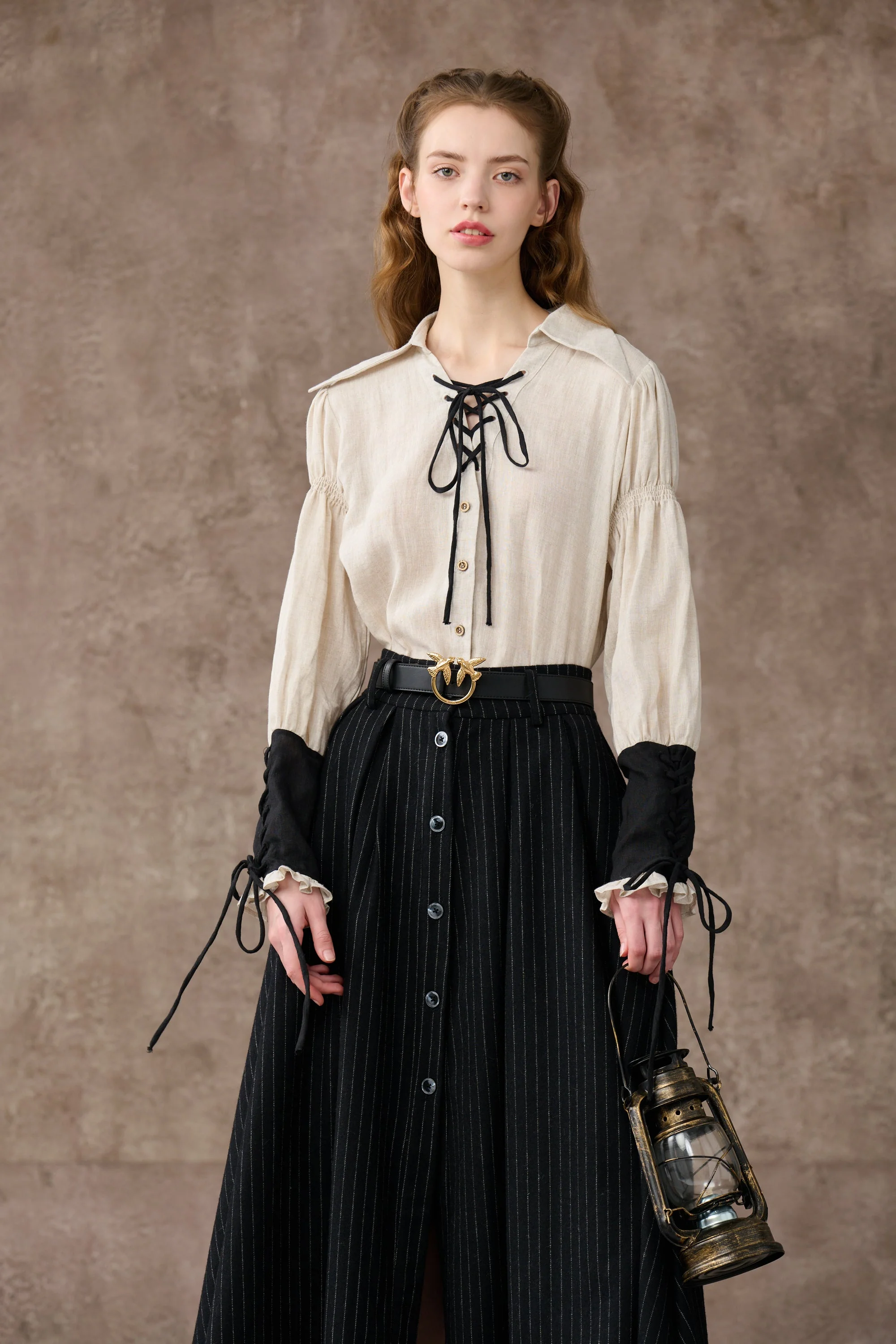 SARAH 17 | LACE-UP LINEN SHIRT - Image 23