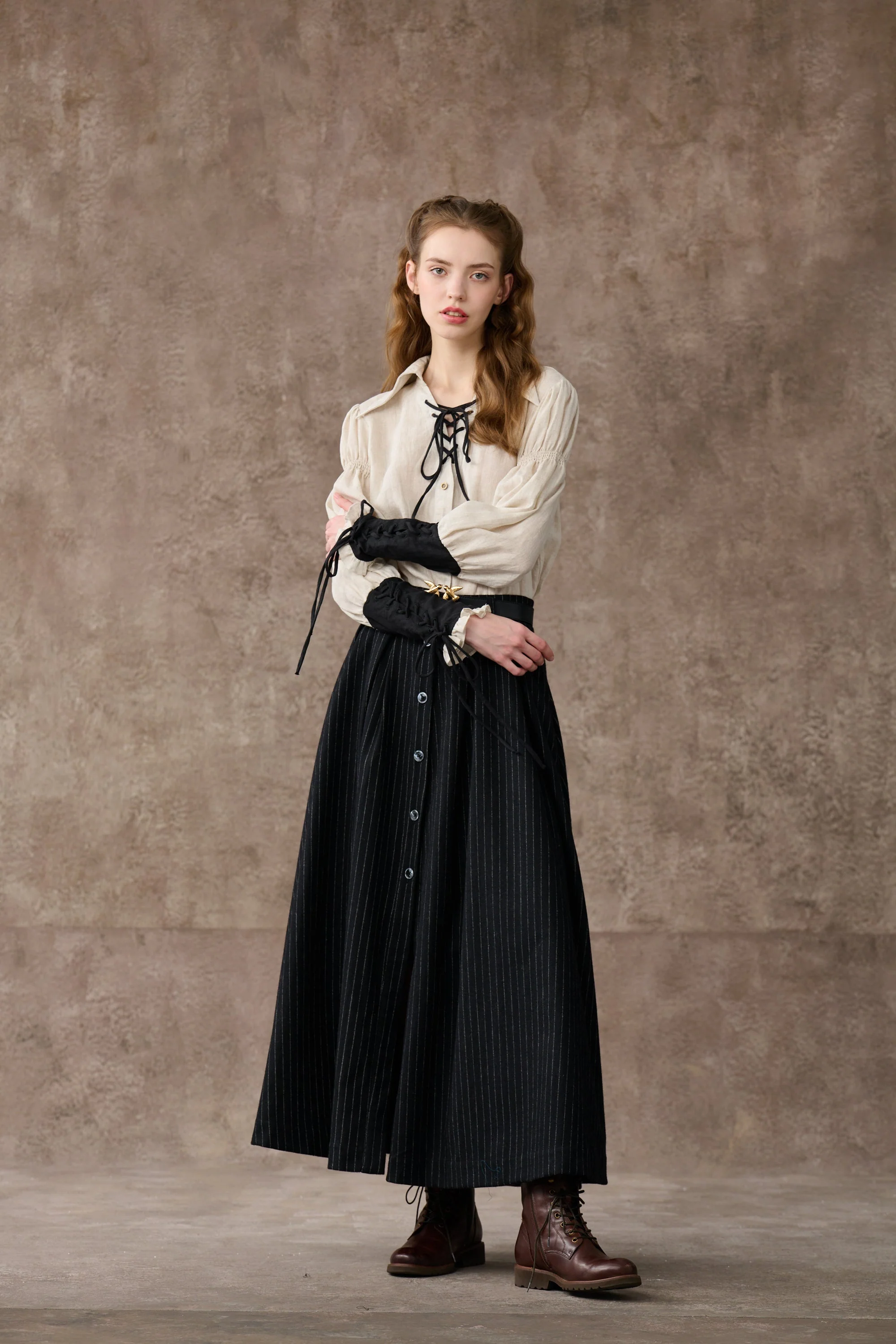 SARAH 17 | LACE-UP LINEN SHIRT - Image 24