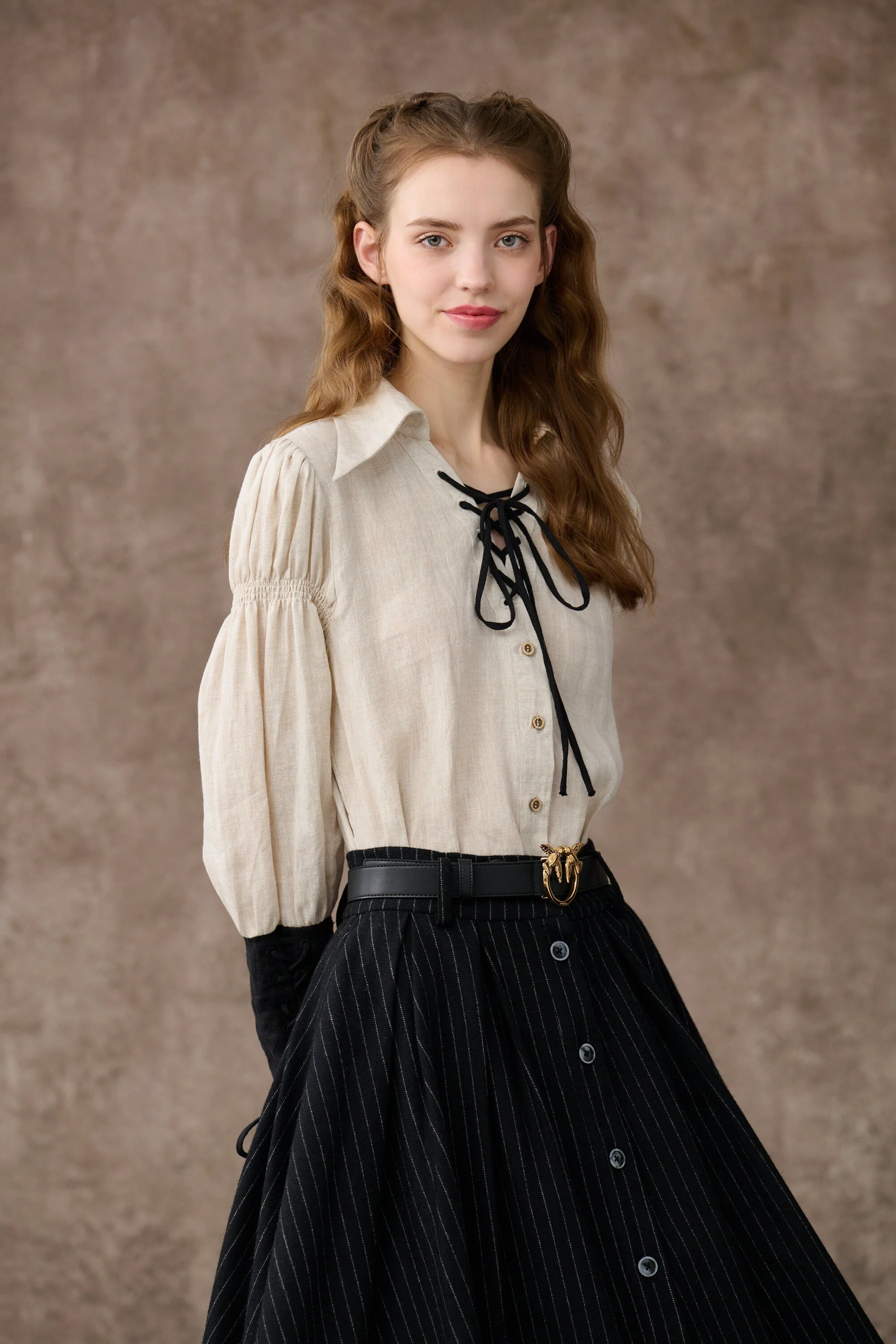 SARAH 17 | LACE-UP LINEN SHIRT - Image 4