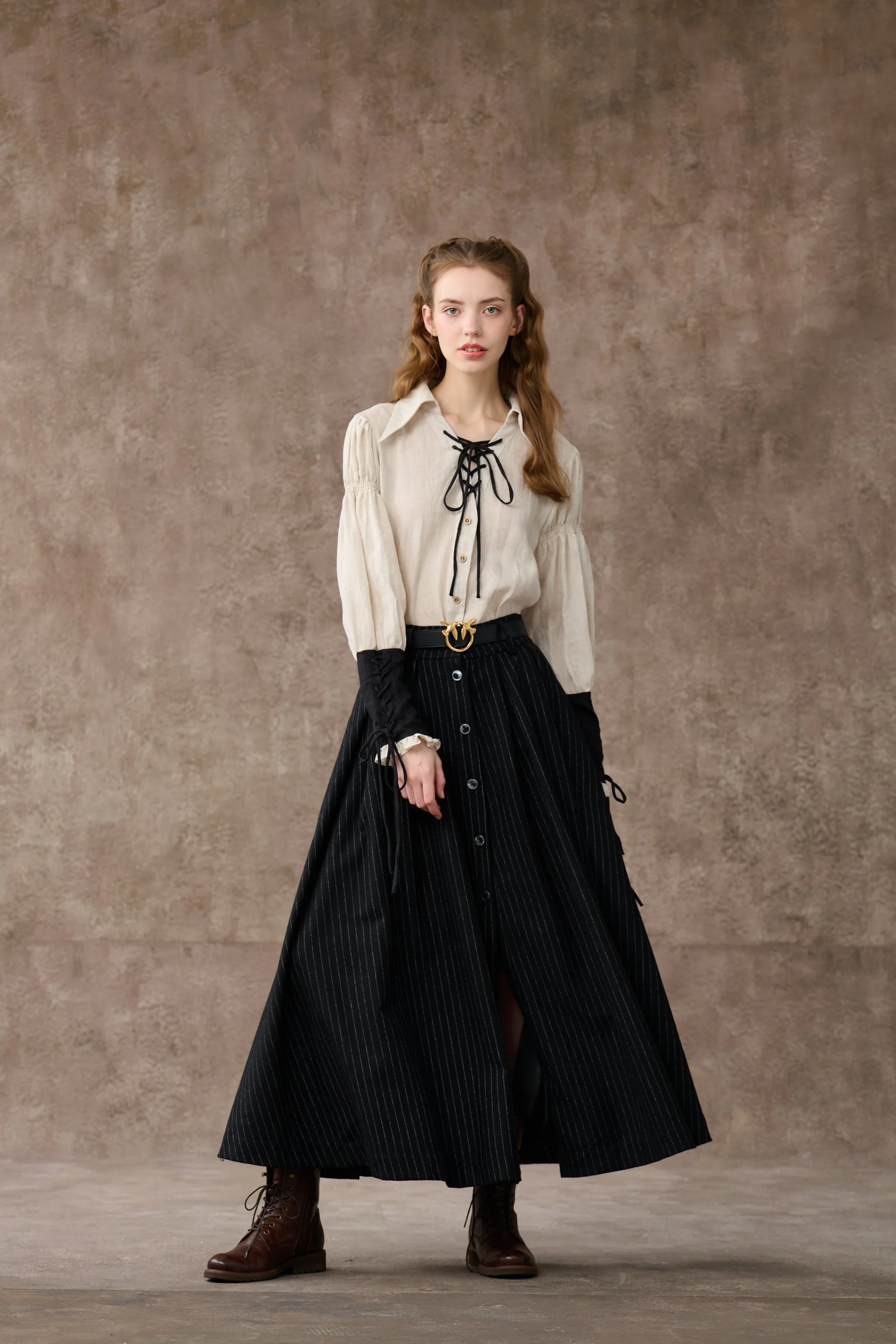 SARAH 17 | LACE-UP LINEN SHIRT - Image 8