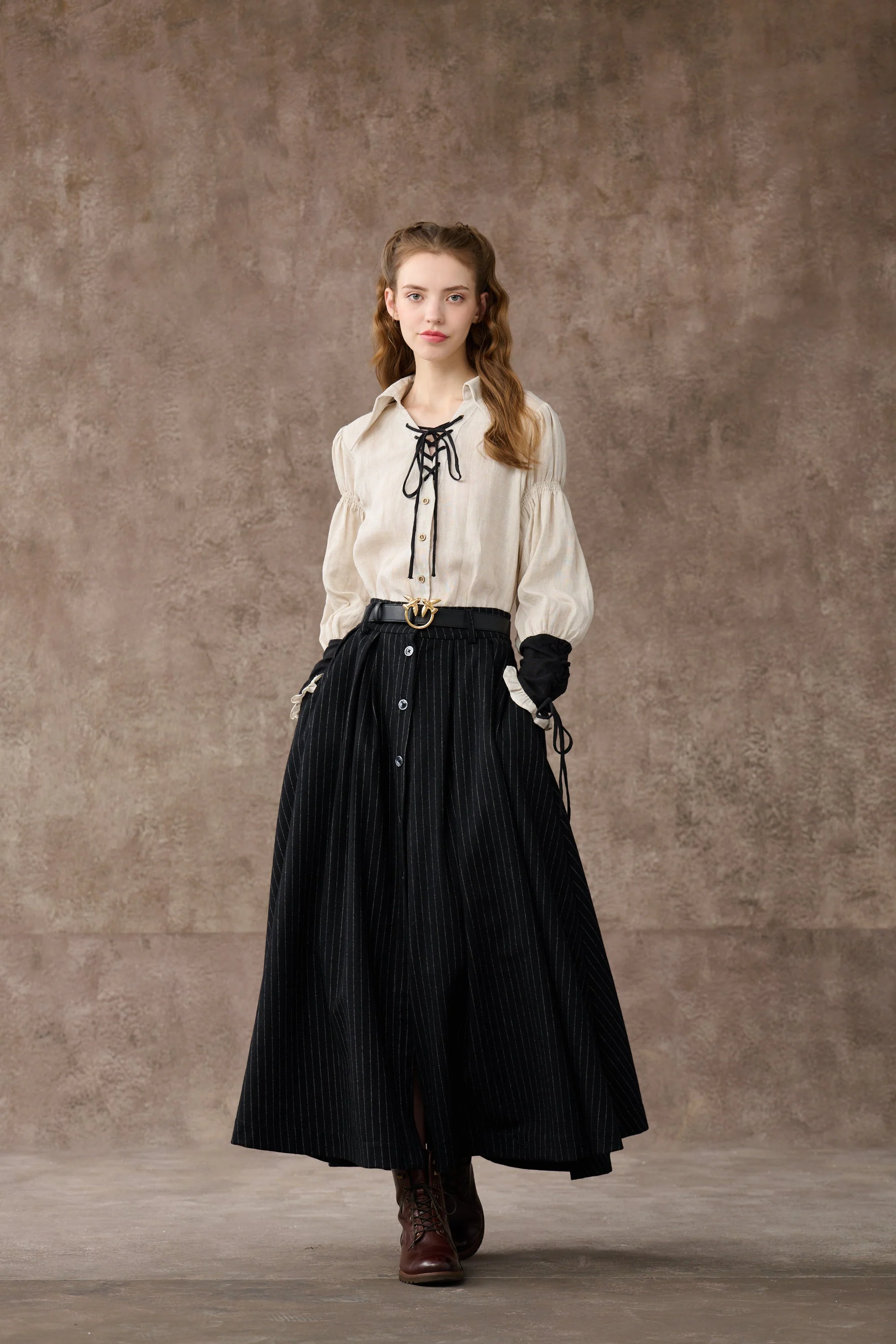 SARAH 17 | LACE-UP LINEN SHIRT - Image 9