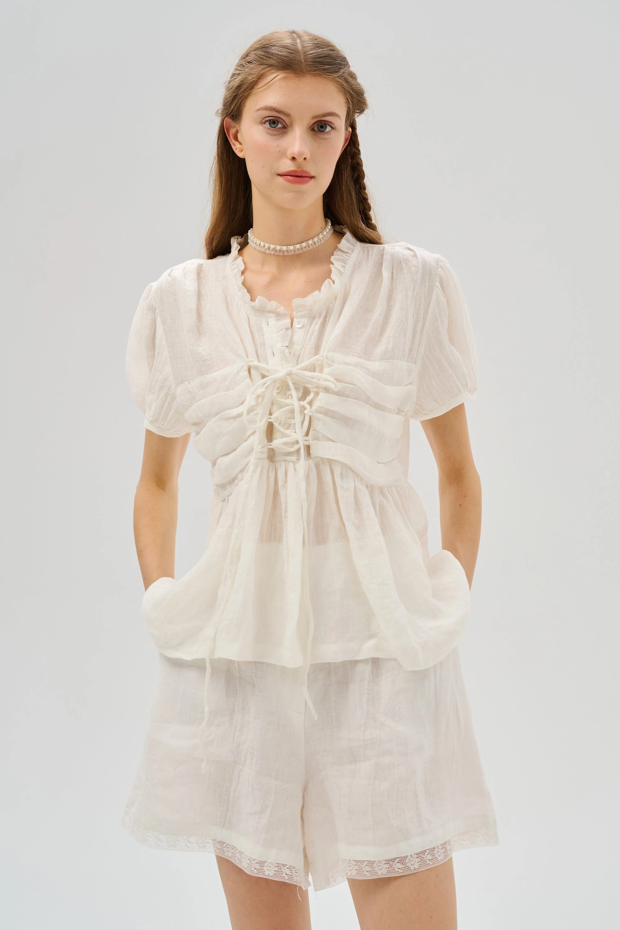 Canna 34 | 100% Linen Short with lace - Image 14