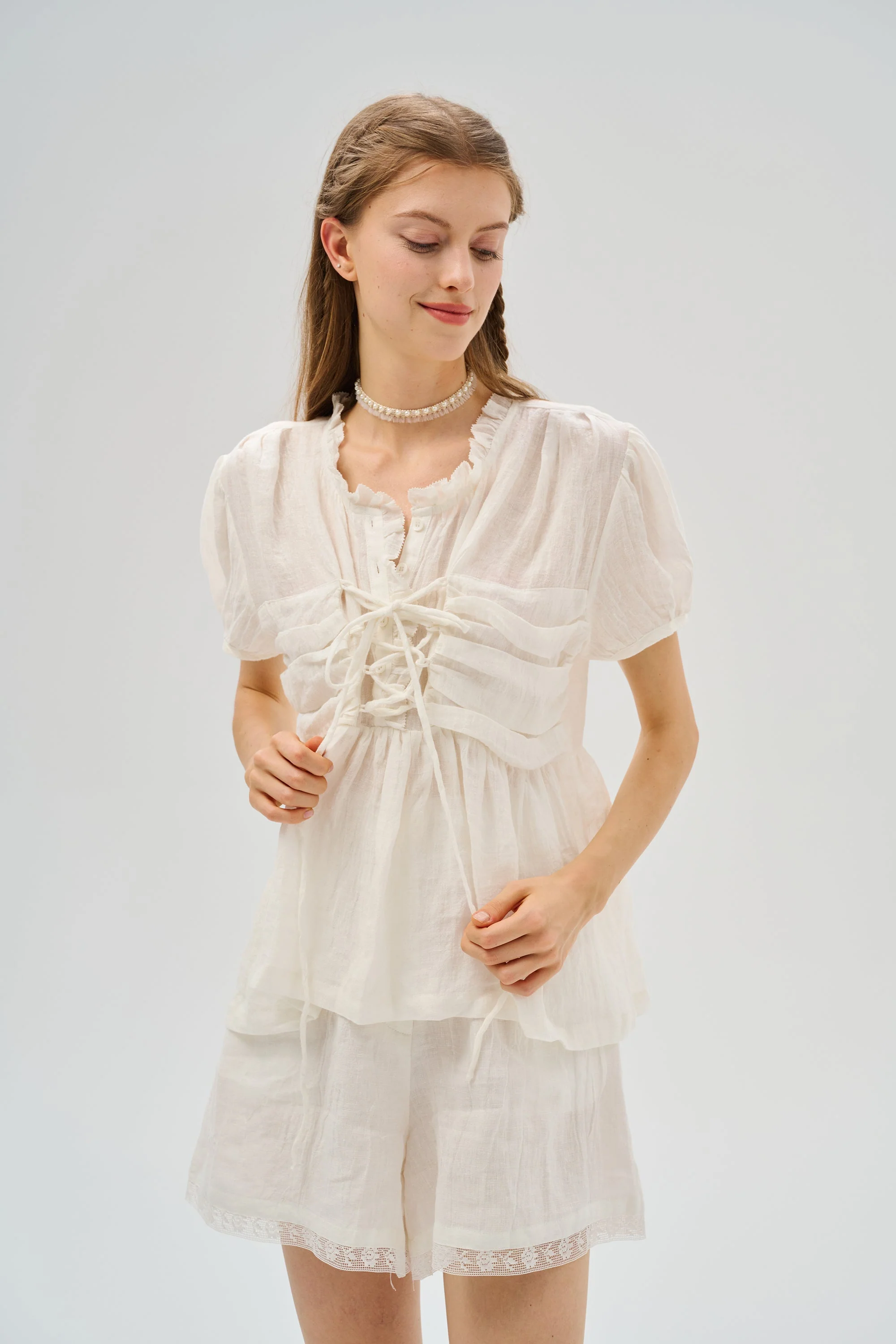 Canna 34 | 100% Linen Short with lace - Image 17