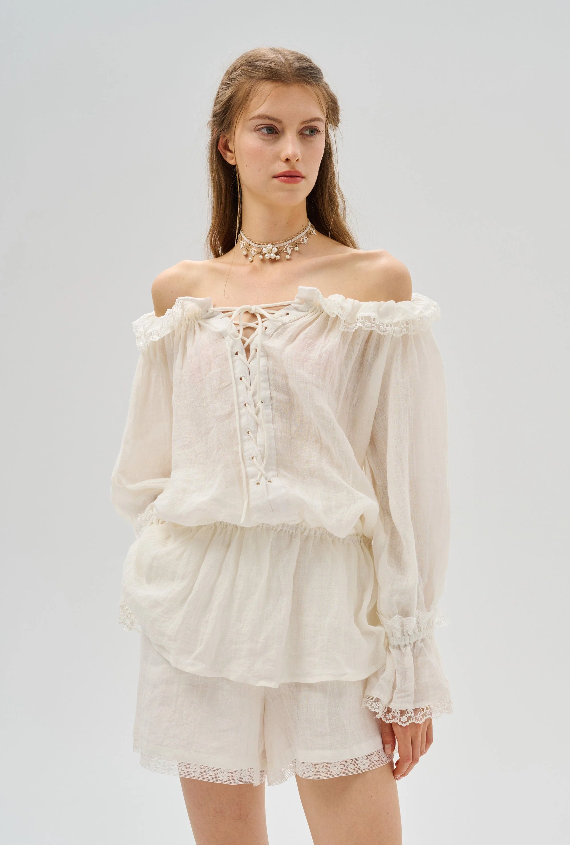 Canna 34 | 100% Linen Short with lace - Image 6