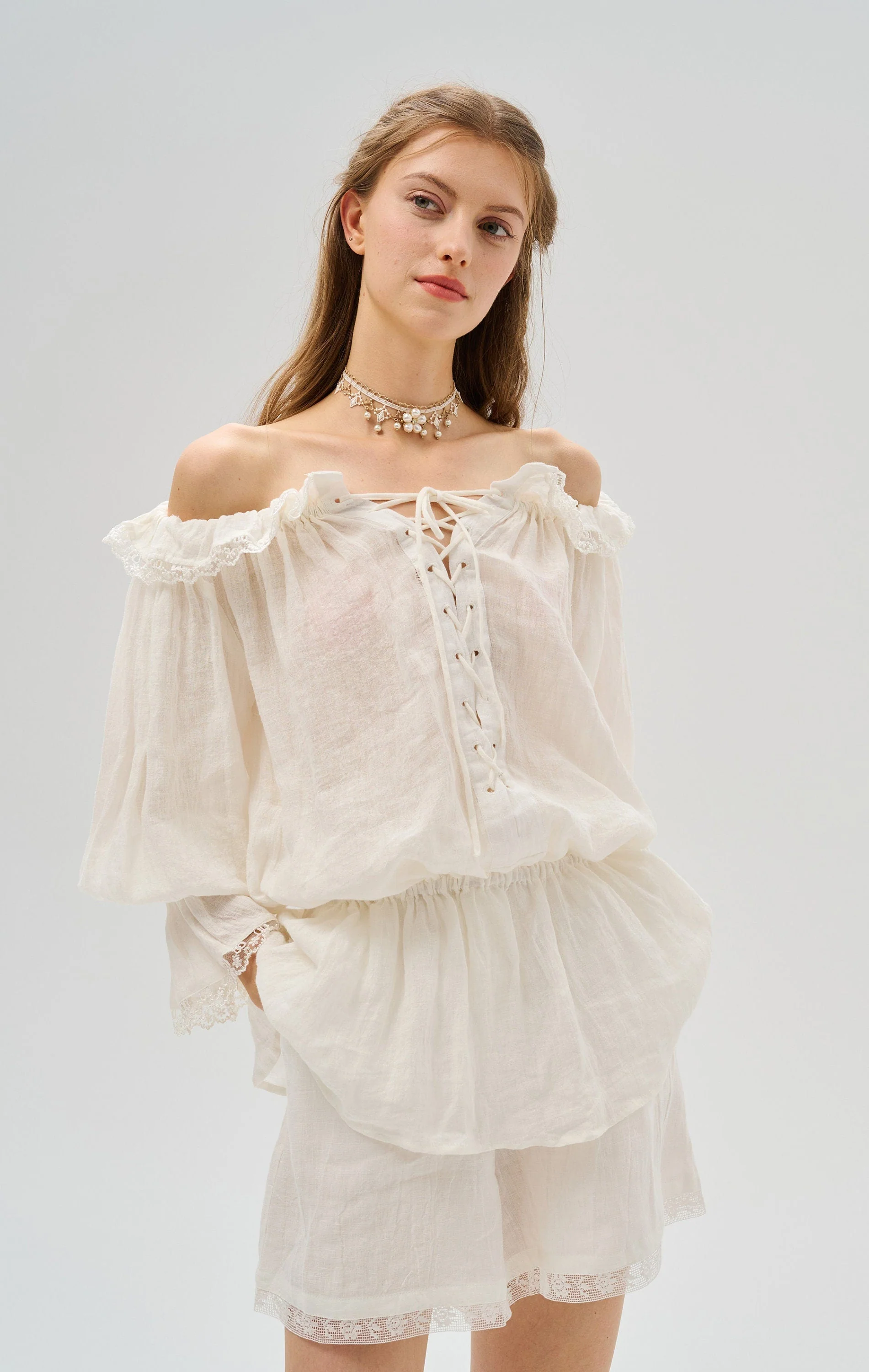 Canna 34 | 100% Linen Short with lace - Image 7