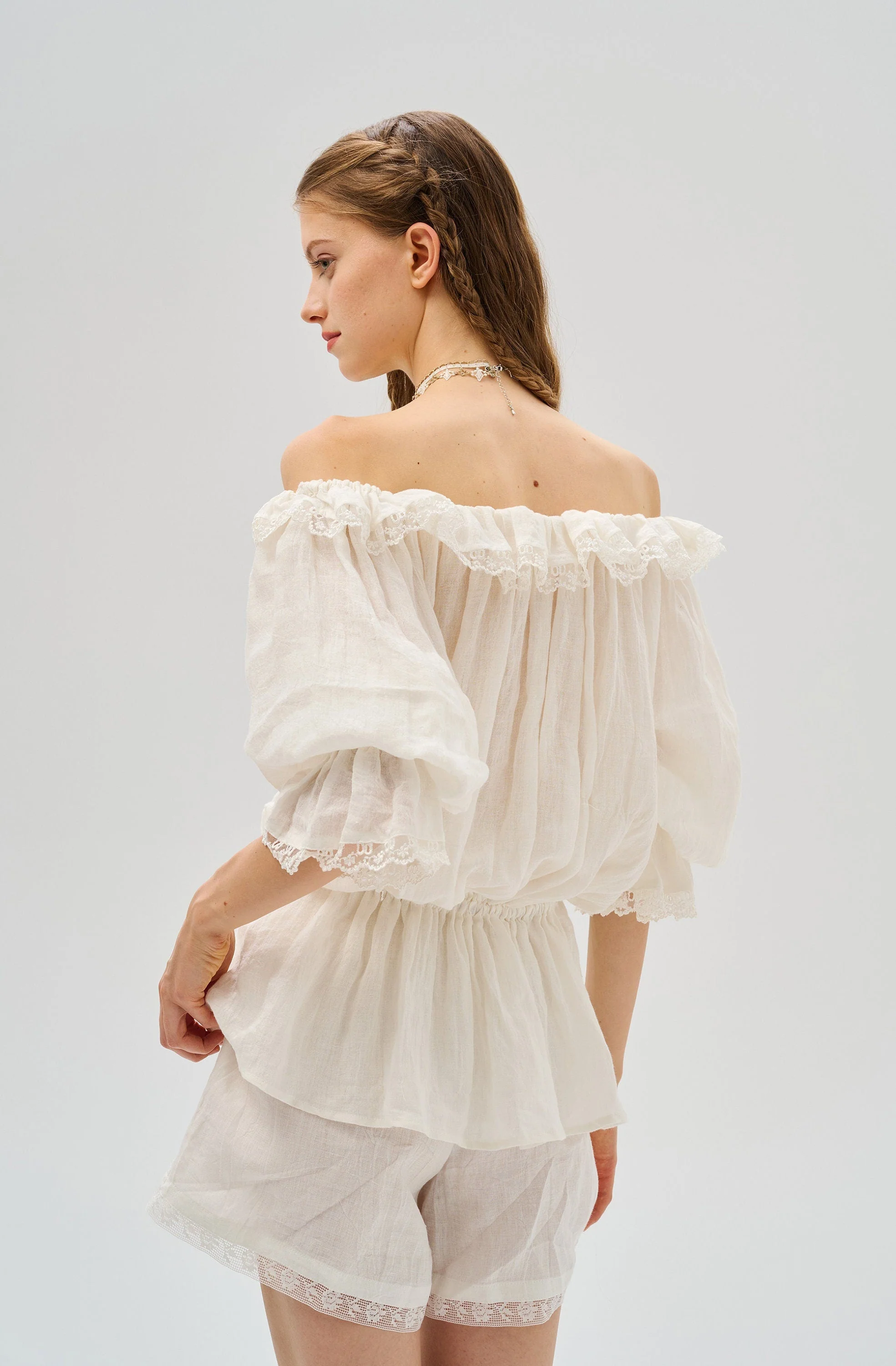Canna 34 | 100% Linen Short with lace - Image 8