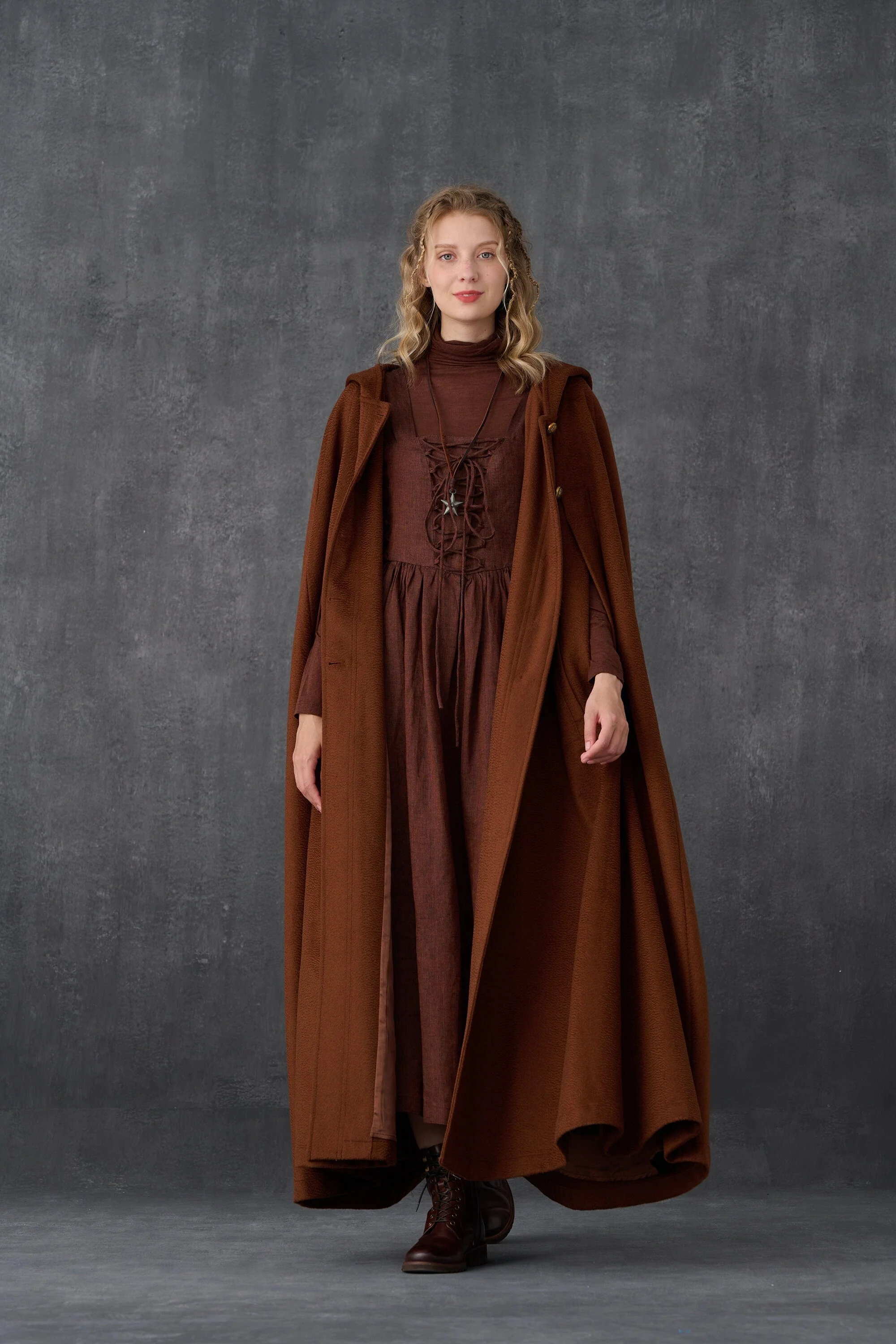 Parini 33 | Maxi Hooded wool cloak coat - Image 10