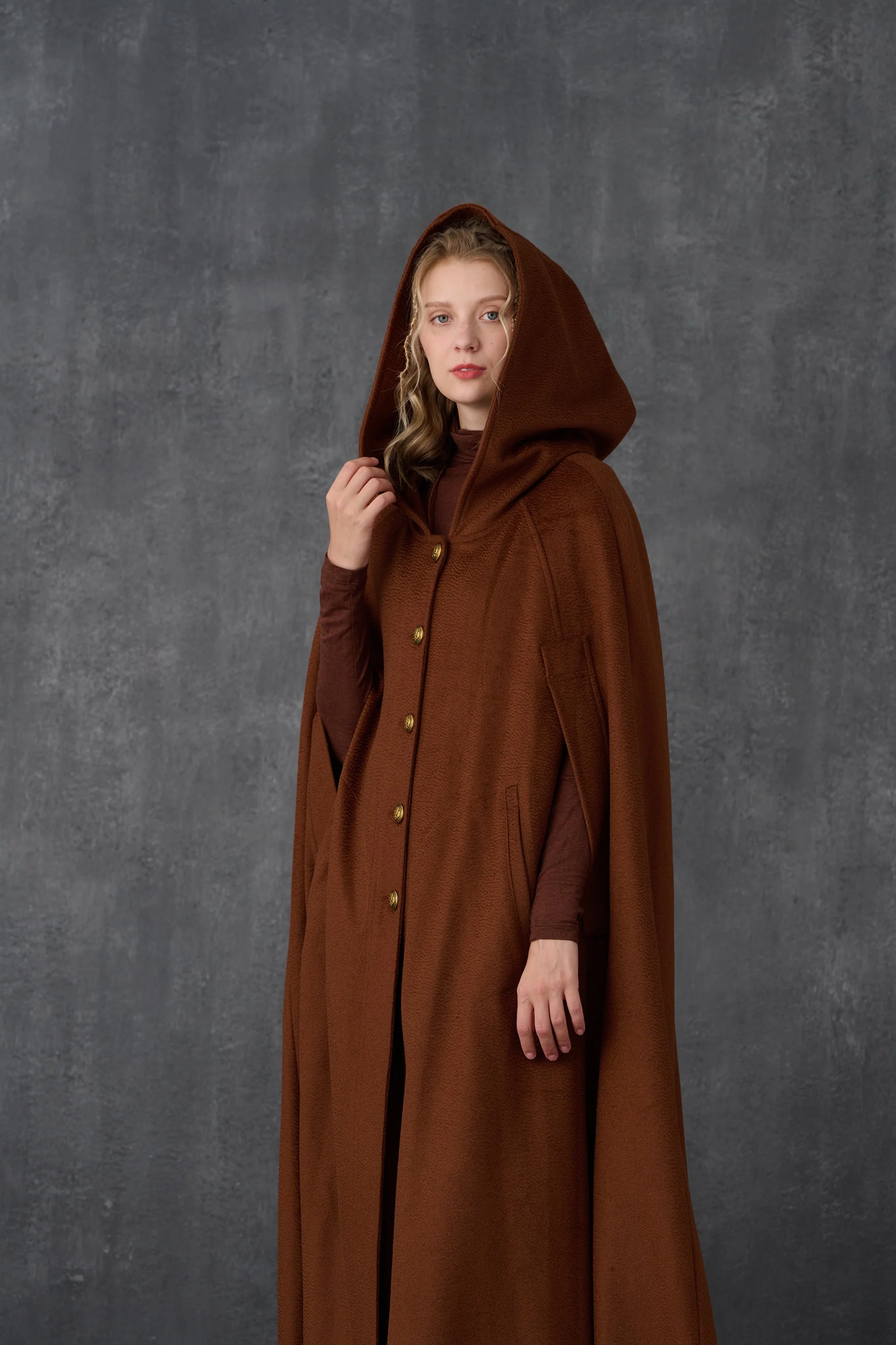 Parini 33 | Maxi Hooded wool cloak coat - Image 13