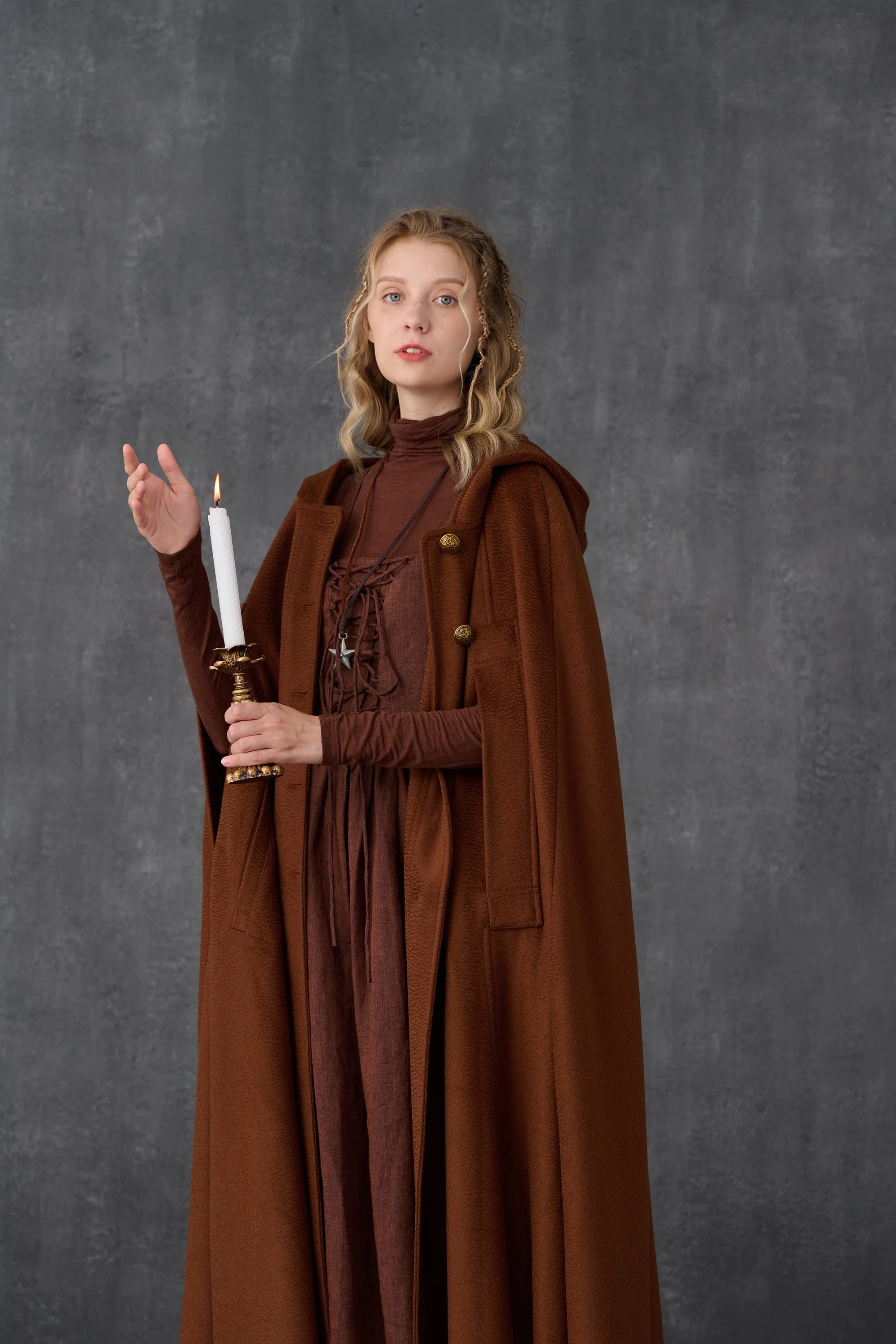 Parini 33 | Maxi Hooded wool cloak coat - Image 16