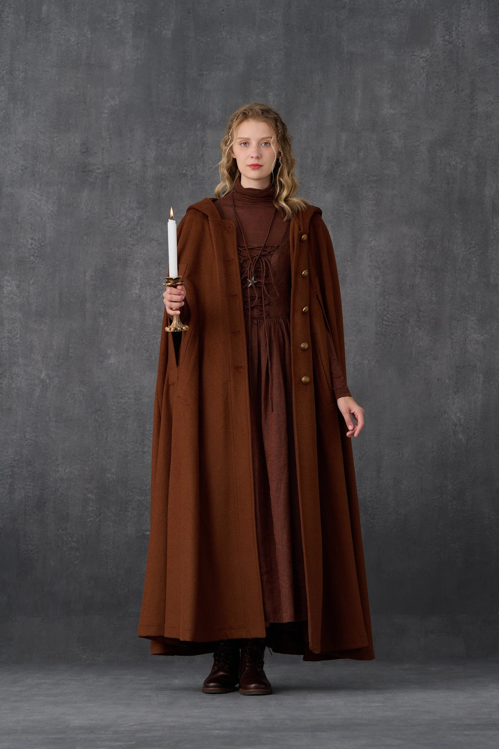 Parini 33 | Maxi Hooded wool cloak coat - Image 17