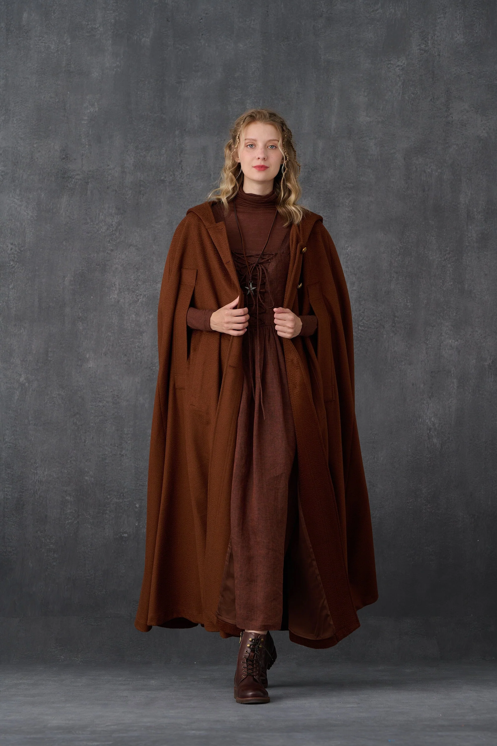 Parini 33 | Maxi Hooded wool cloak coat - Image 18
