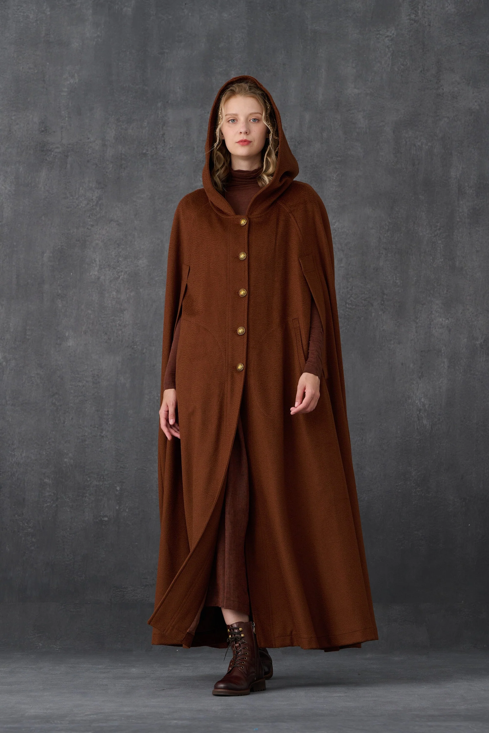 Parini 33 | Maxi Hooded wool cloak coat - Image 19