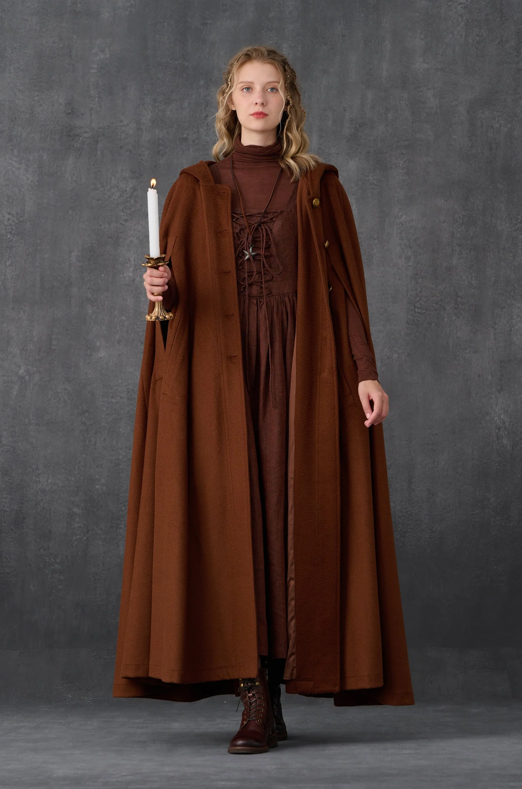 Parini 33 | Maxi Hooded wool cloak coat - Image 2