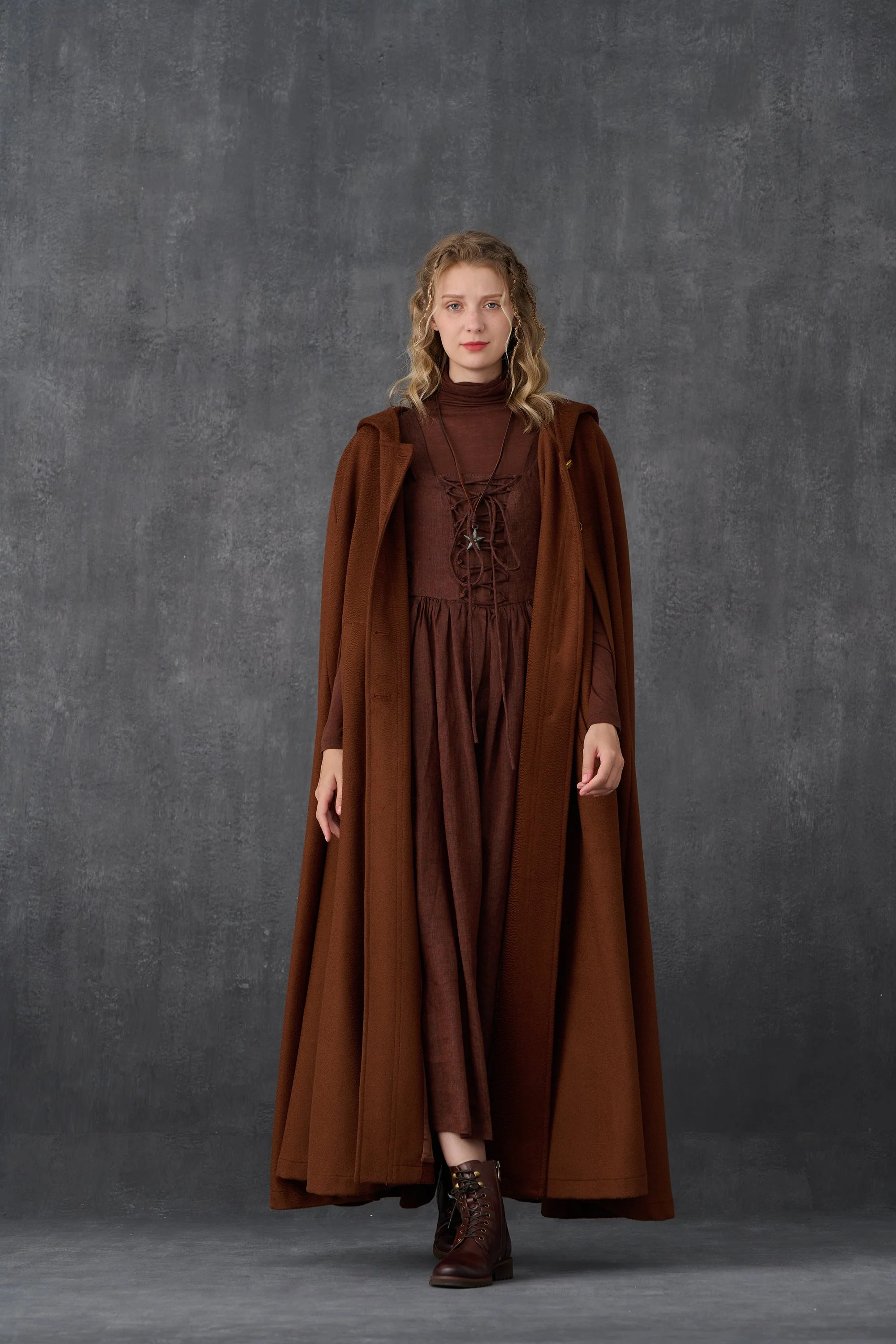 Parini 33 | Maxi Hooded wool cloak coat - Image 21