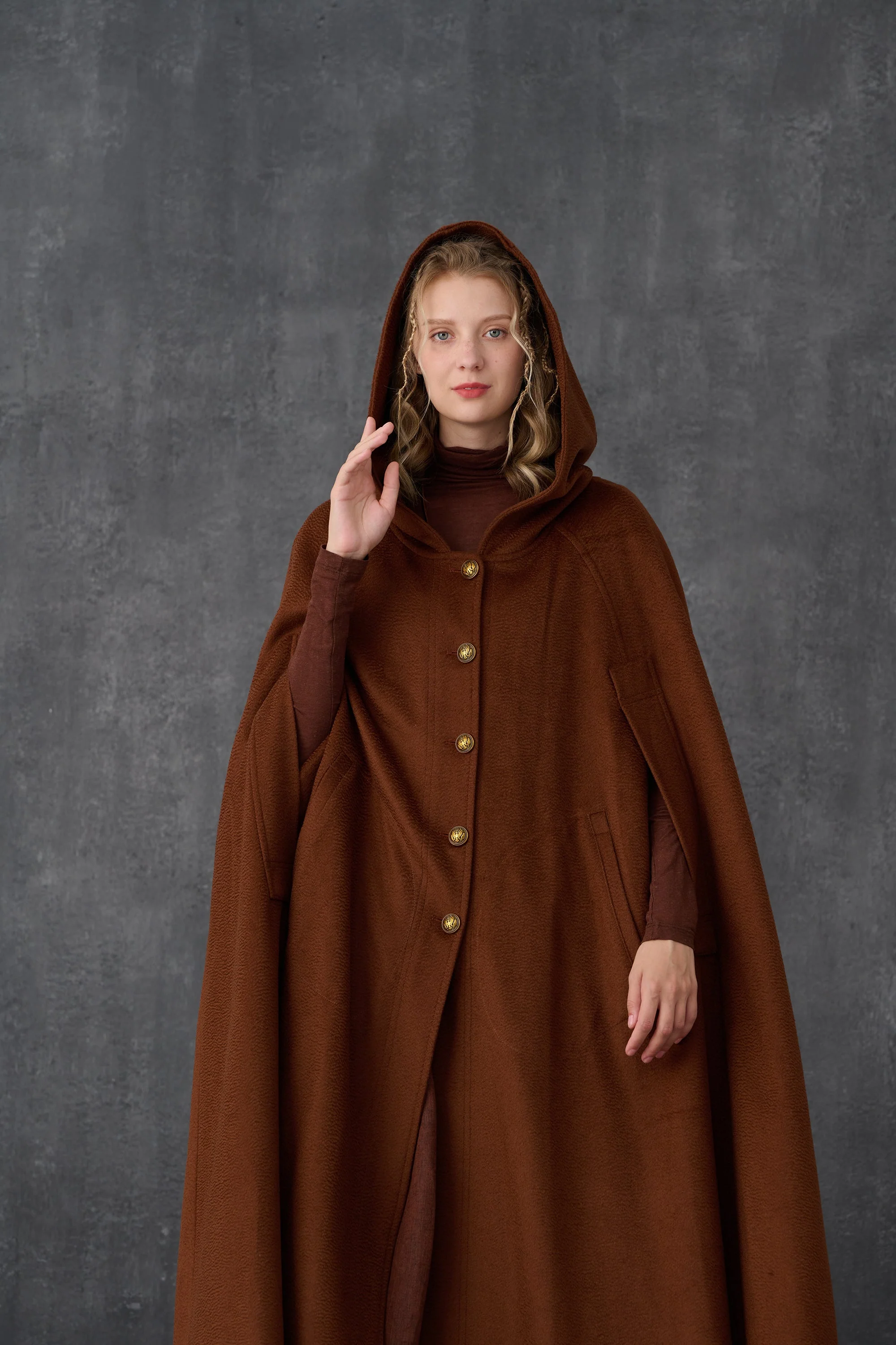 Parini 33 | Maxi Hooded wool cloak coat - Image 22