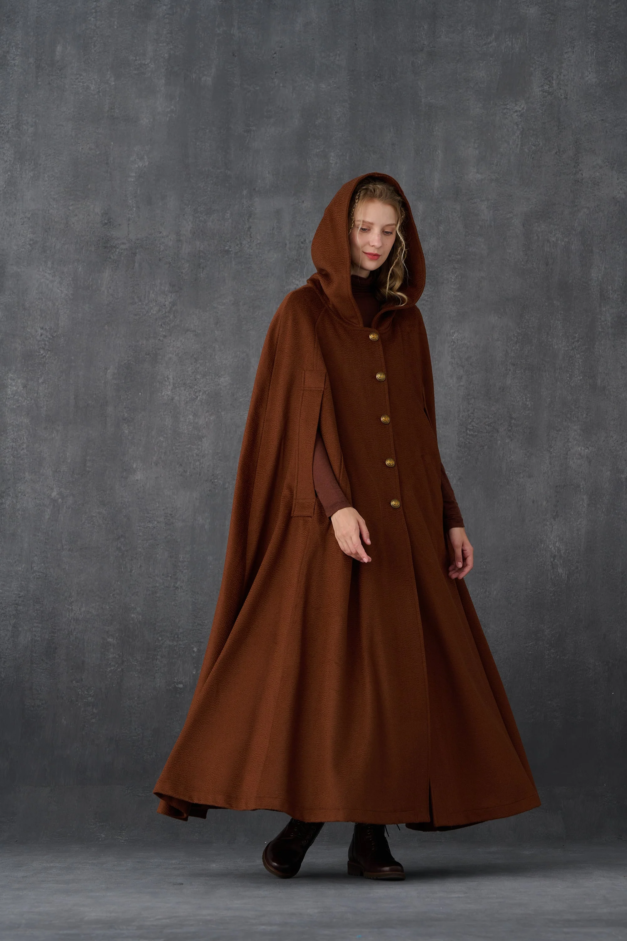 Parini 33 | Maxi Hooded wool cloak coat - Image 23