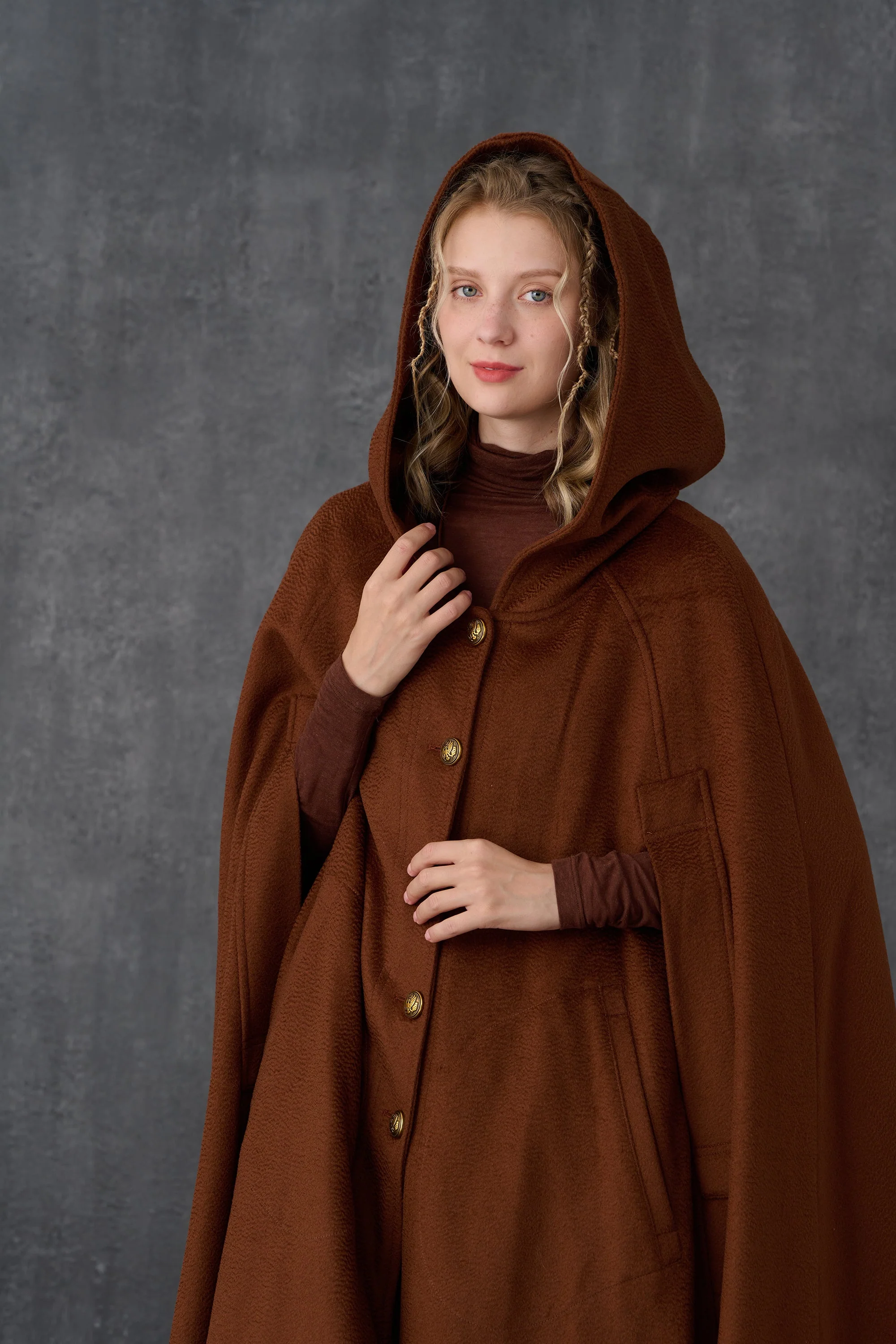 Parini 33 | Maxi Hooded wool cloak coat - Image 24