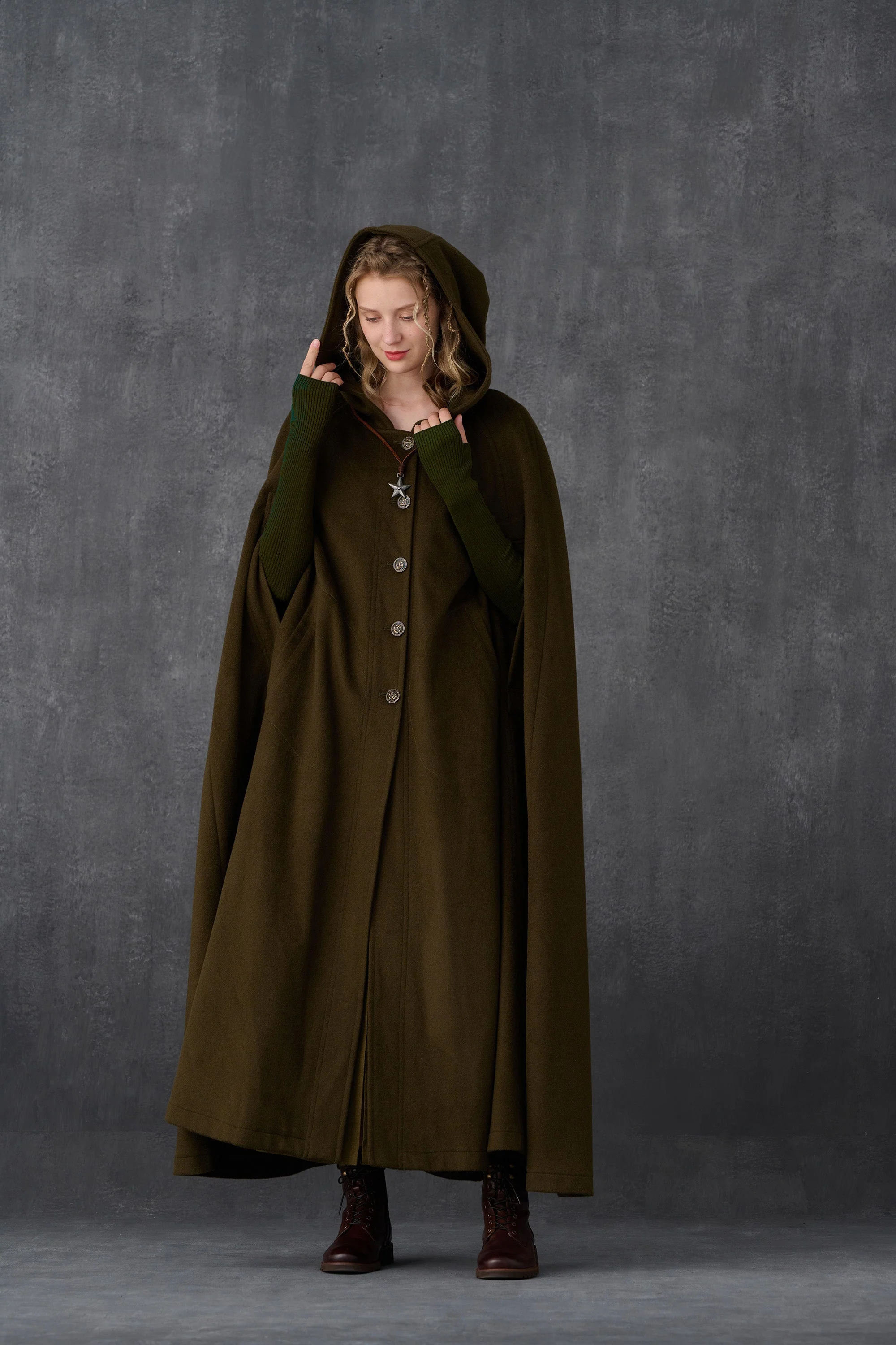 Parini 33 | Maxi Hooded wool cloak coat - Image 26