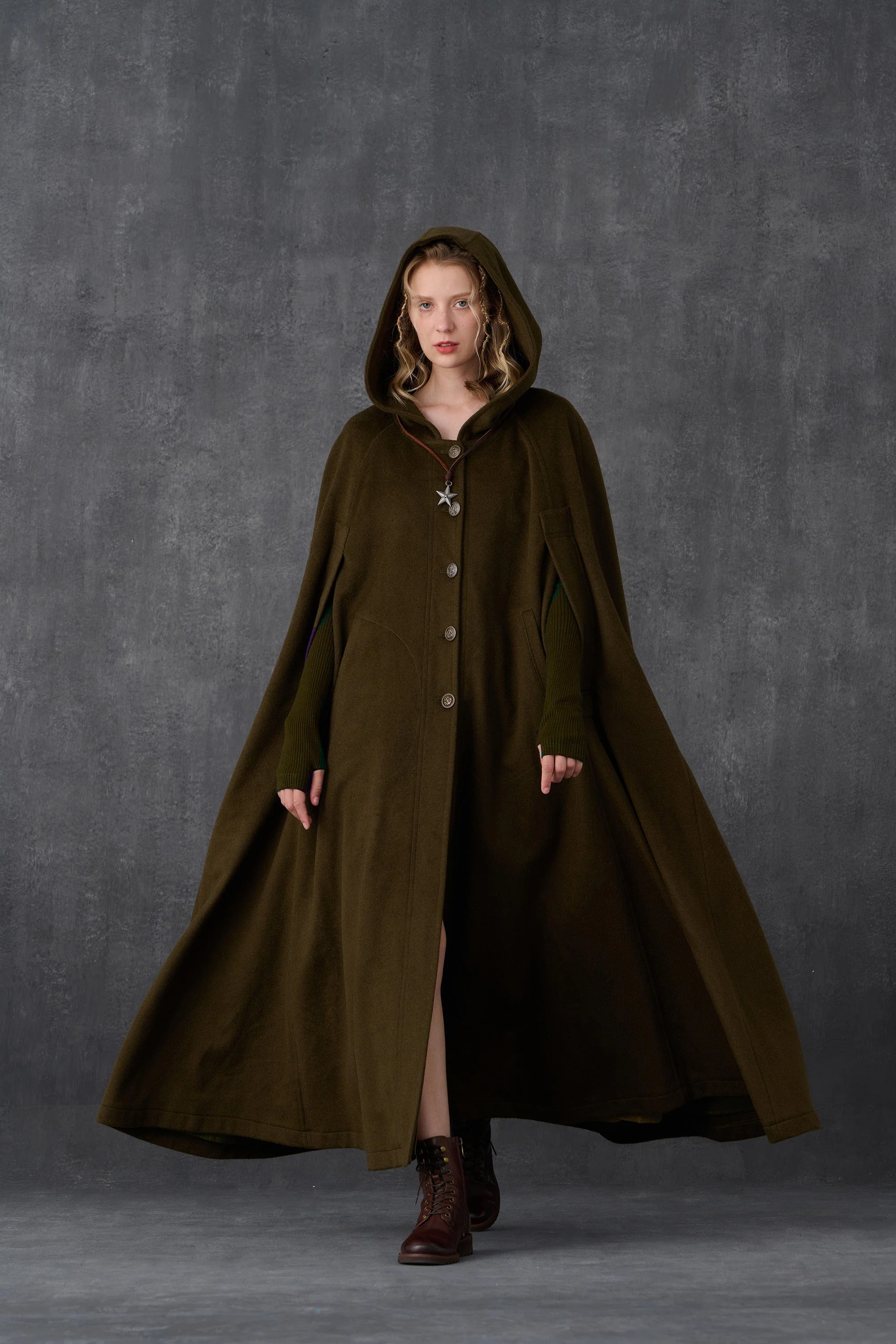 Parini 33 | Maxi Hooded wool cloak coat - Image 28