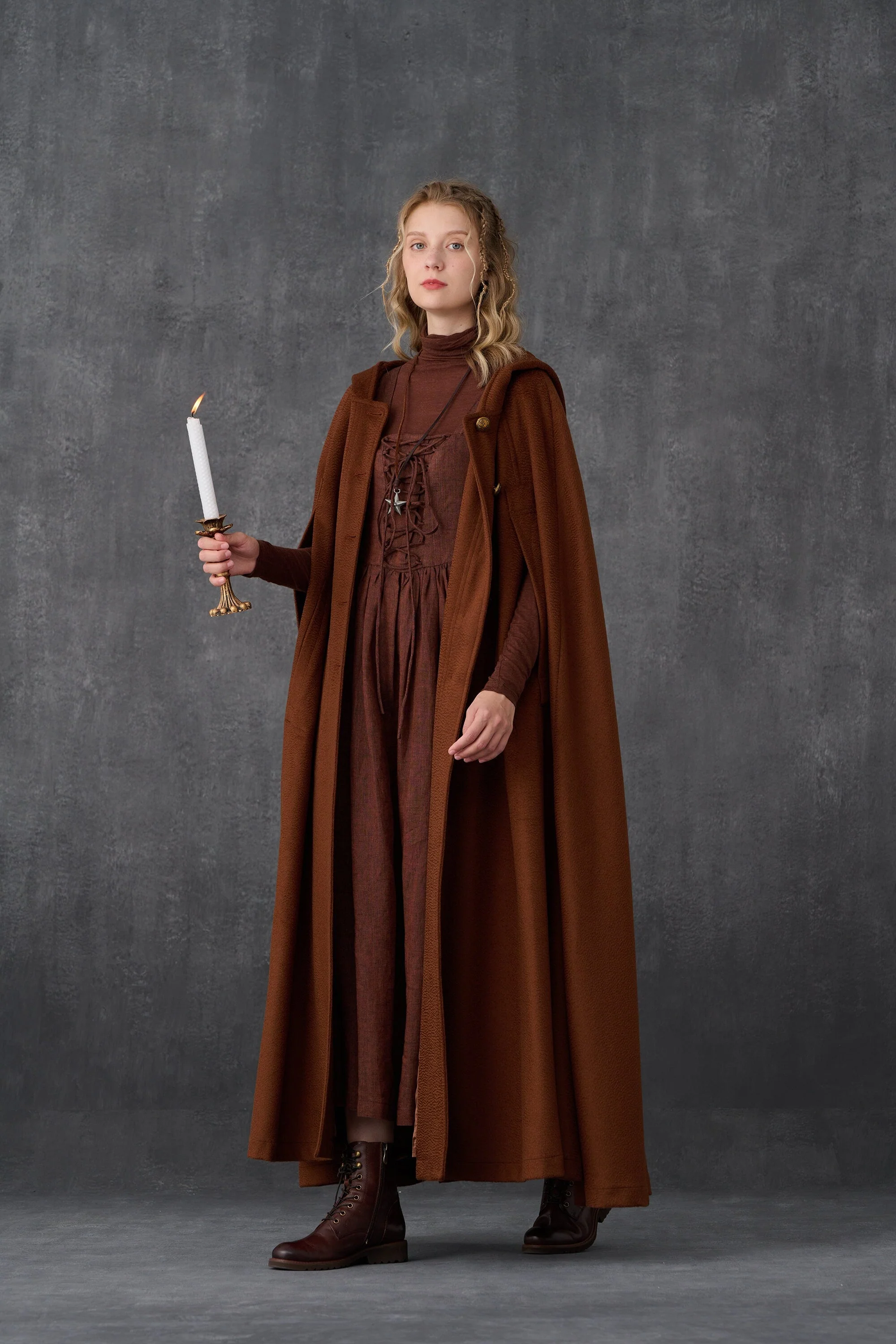 Parini 33 | Maxi Hooded wool cloak coat - Image 3