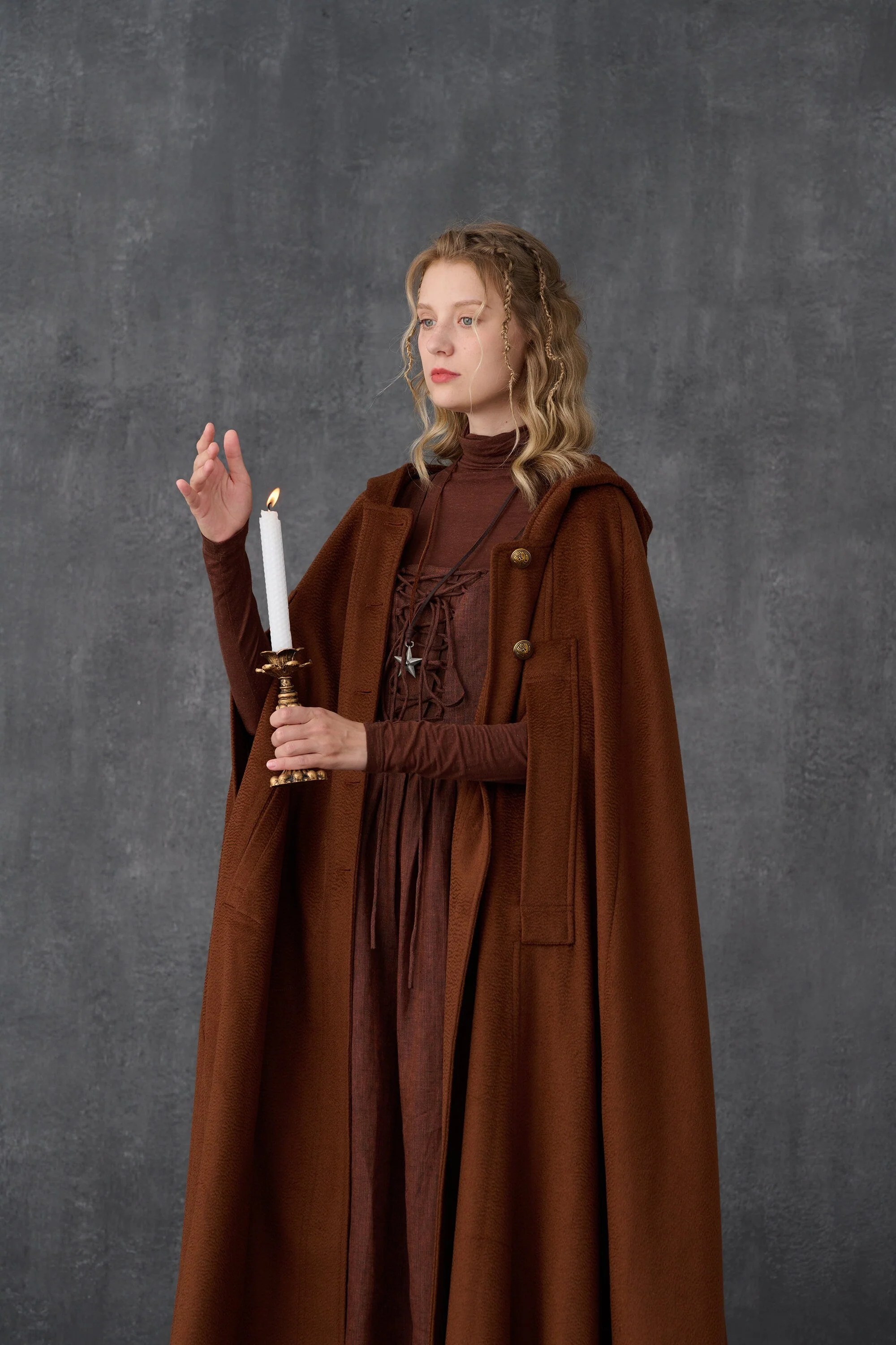 Parini 33 | Maxi Hooded wool cloak coat - Image 7