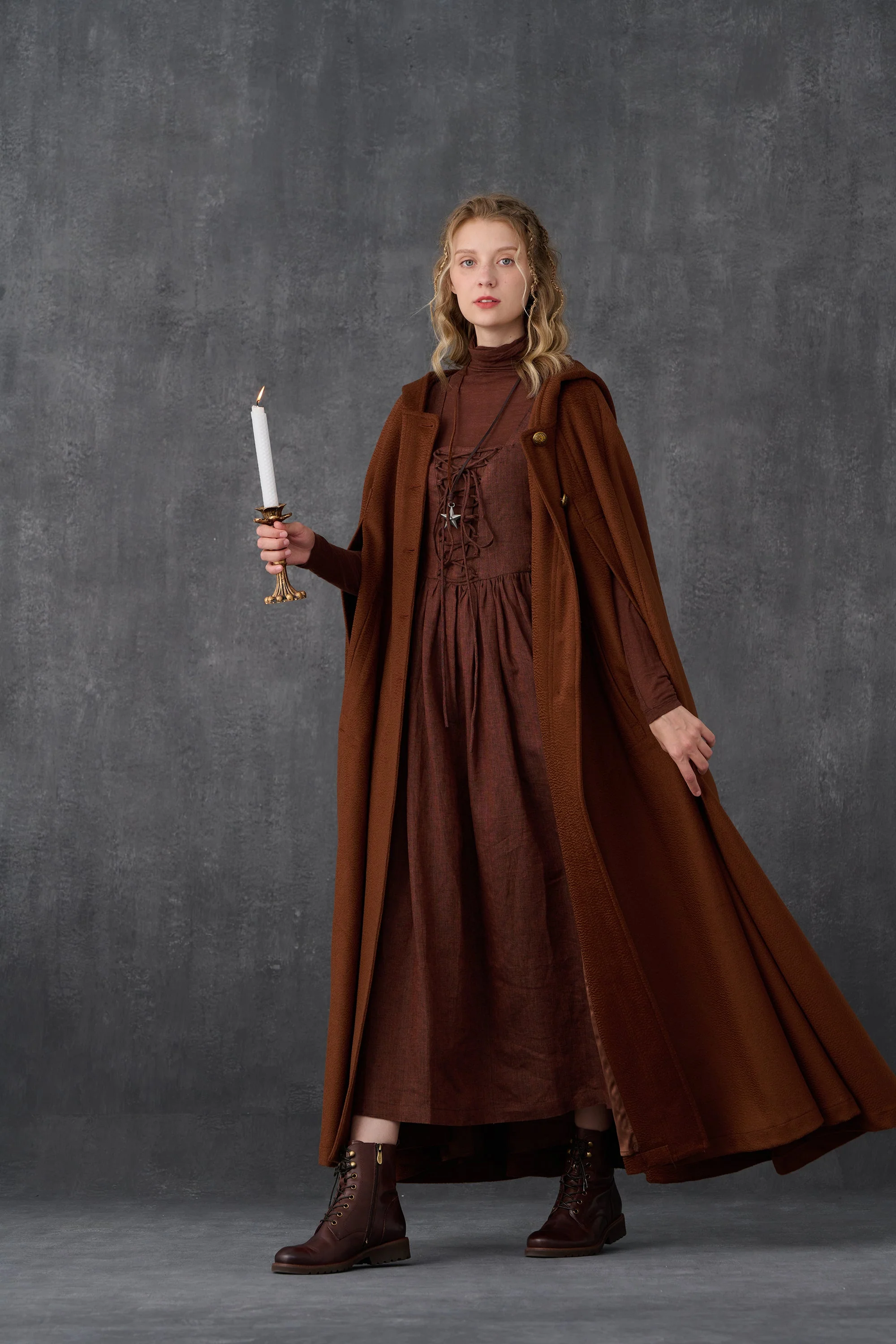 Parini 33 | Maxi Hooded wool cloak coat - Image 9